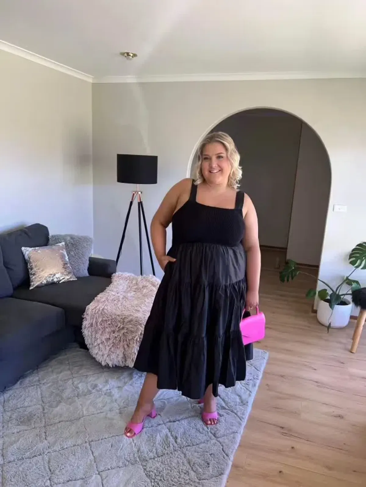 Aje Casa Tiered Midi Dress Black Size 14  - Image 1