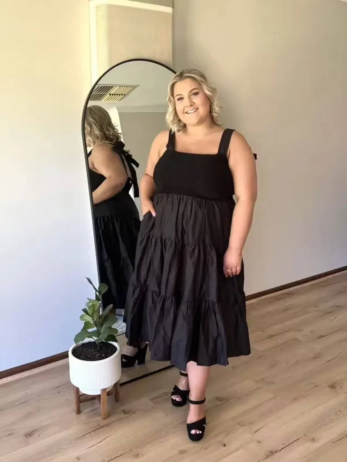 Aje Casa Tiered Midi Dress Black Size 14  - Image 2