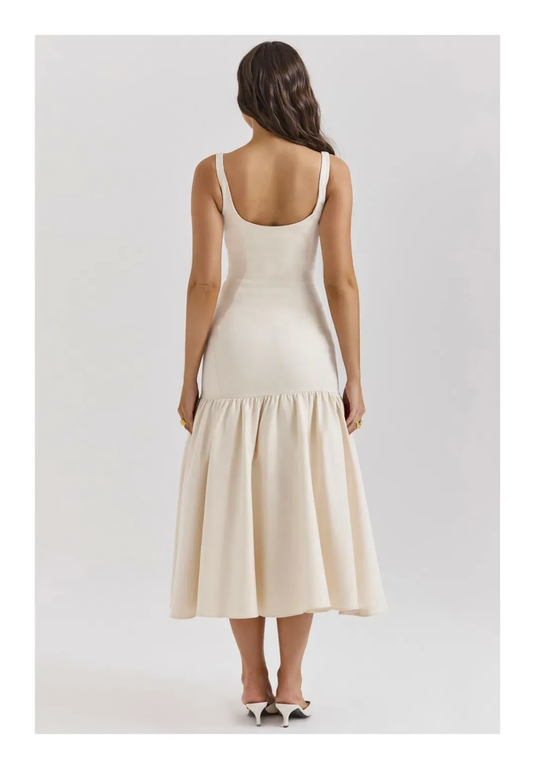House Of CB Amore Vintage Cream Dropped Waist Midi Dress Cream Size XS / AU 6 for rent on The Volte - main image