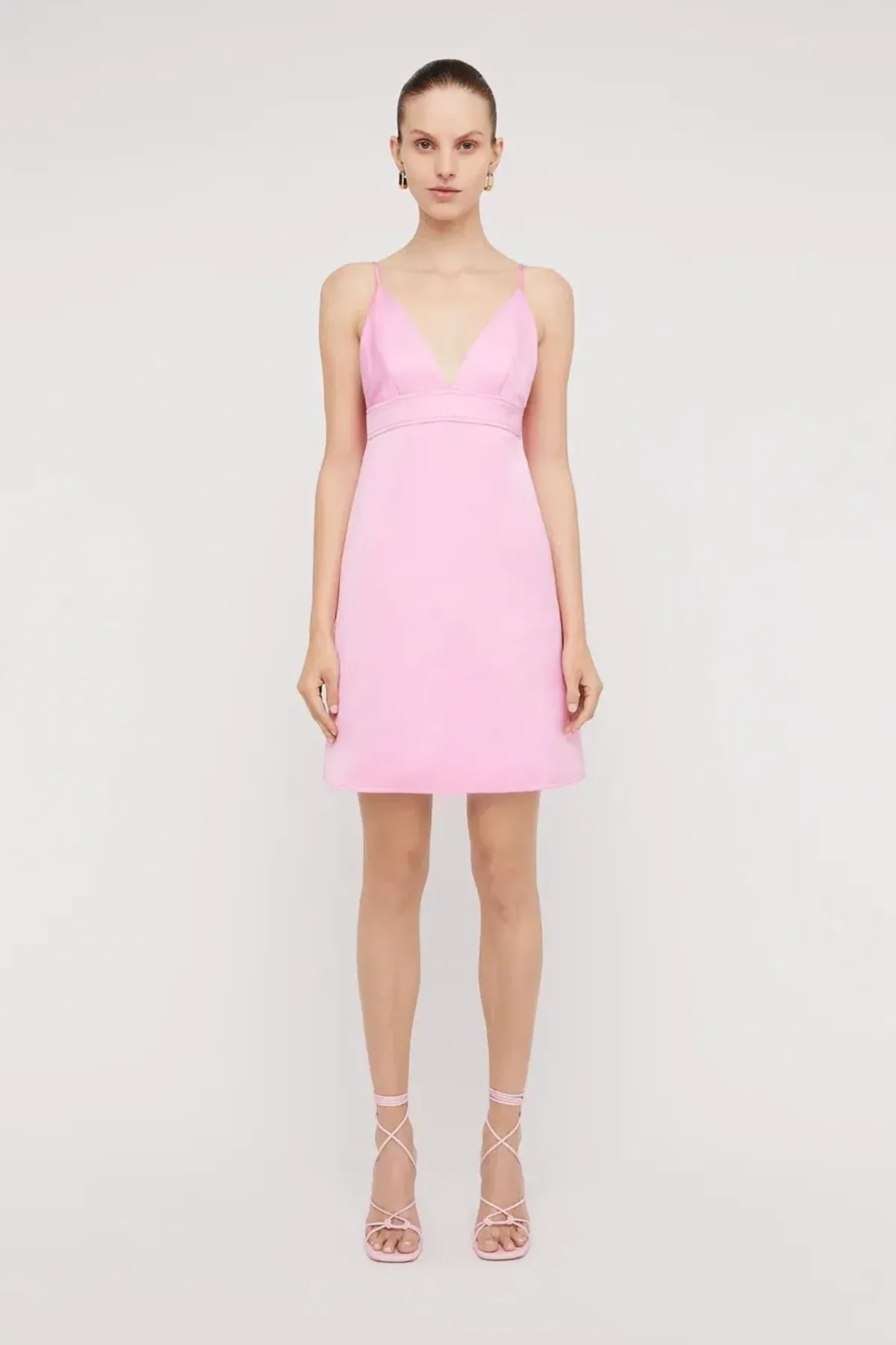 Scanlan Theodore Satin Shoestring Mini Dress Size 10 - Image 1