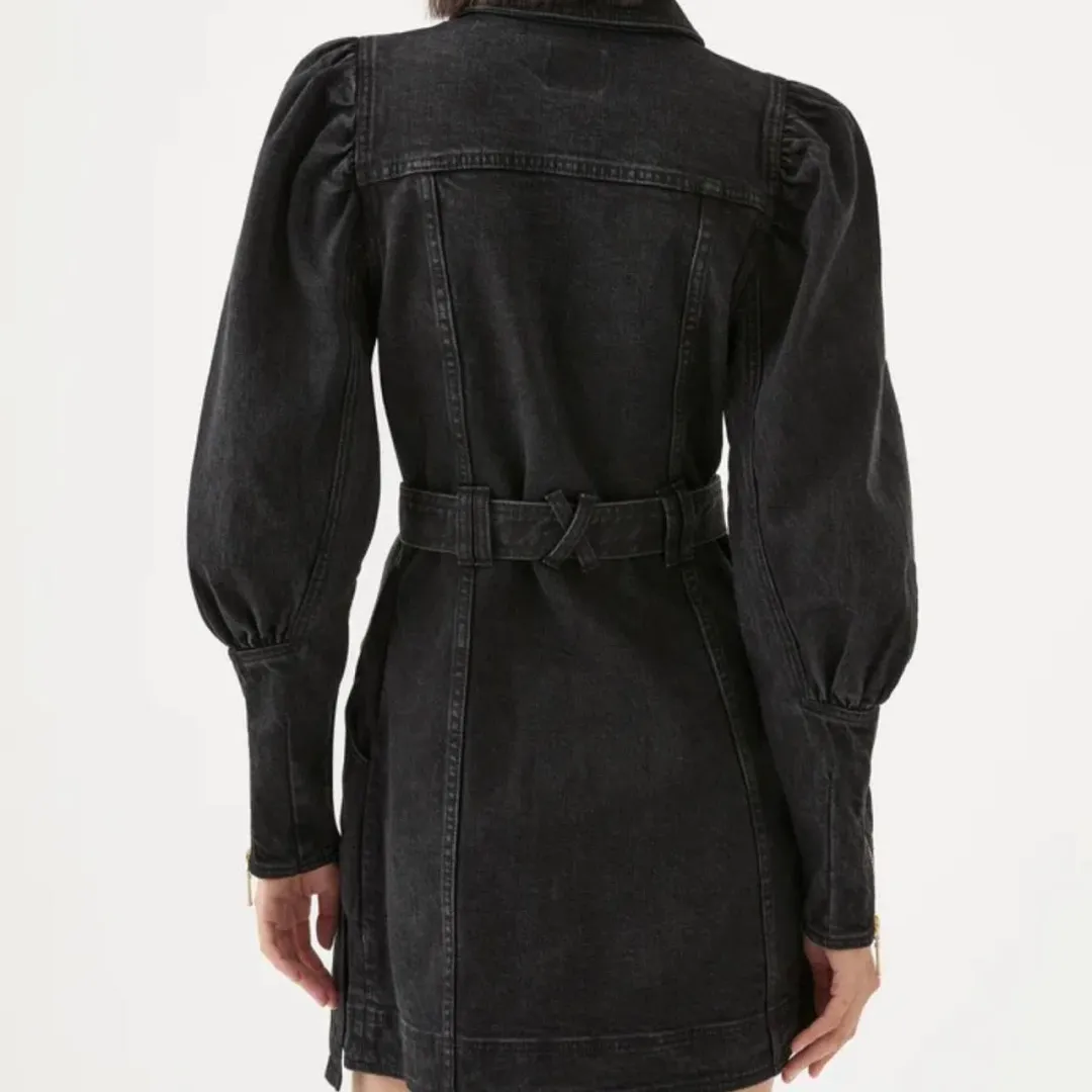Aje Dione Denim Long Sleeve Dress Black Size 8  for rent on The Volte - main image