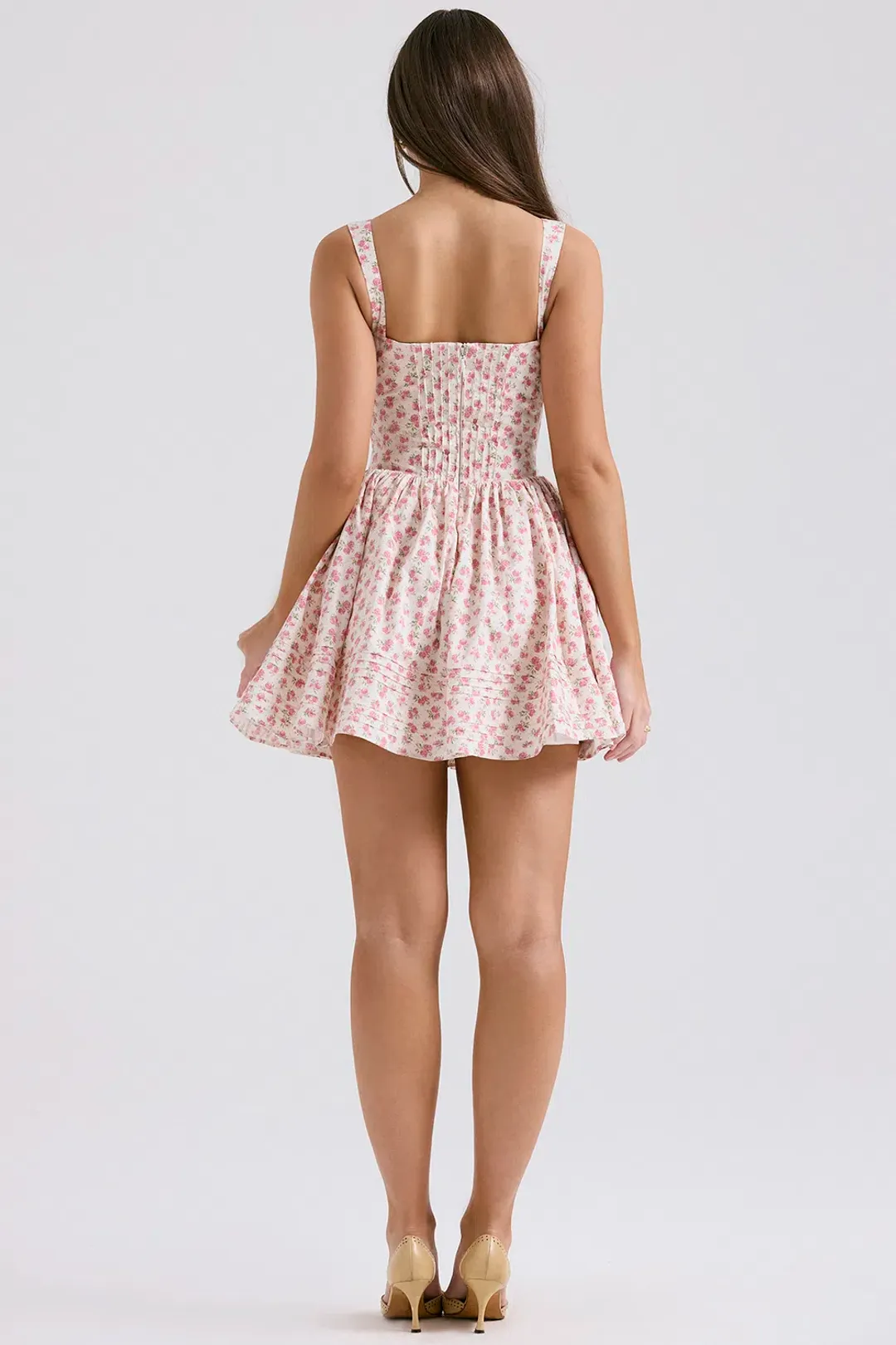 House of CB Natassia Cotton Mini Dress White Rosebud Print Size 8 for rent on The Volte - main image