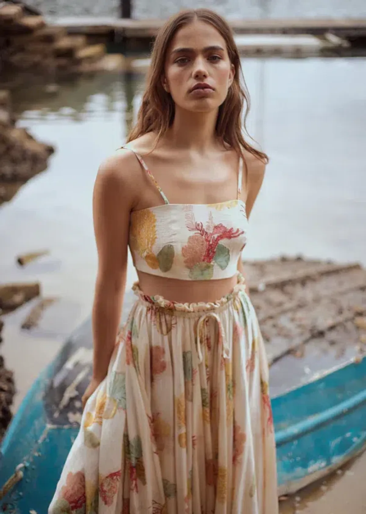 ROOH Collective Summer Crop and Maxi Skirt Set in La Mer Print Size S / AU 8 - Image 5