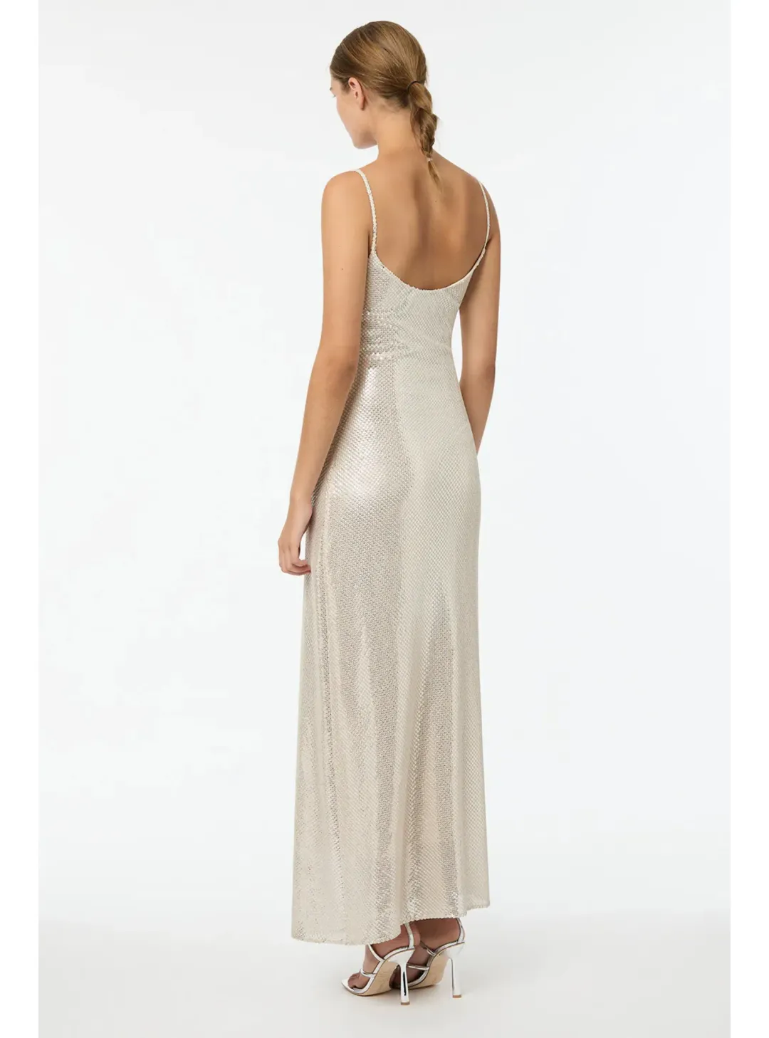 Manning Cartell High Voltage Slip Dress Nude Silver Size AU 8 for rent on The Volte - main image