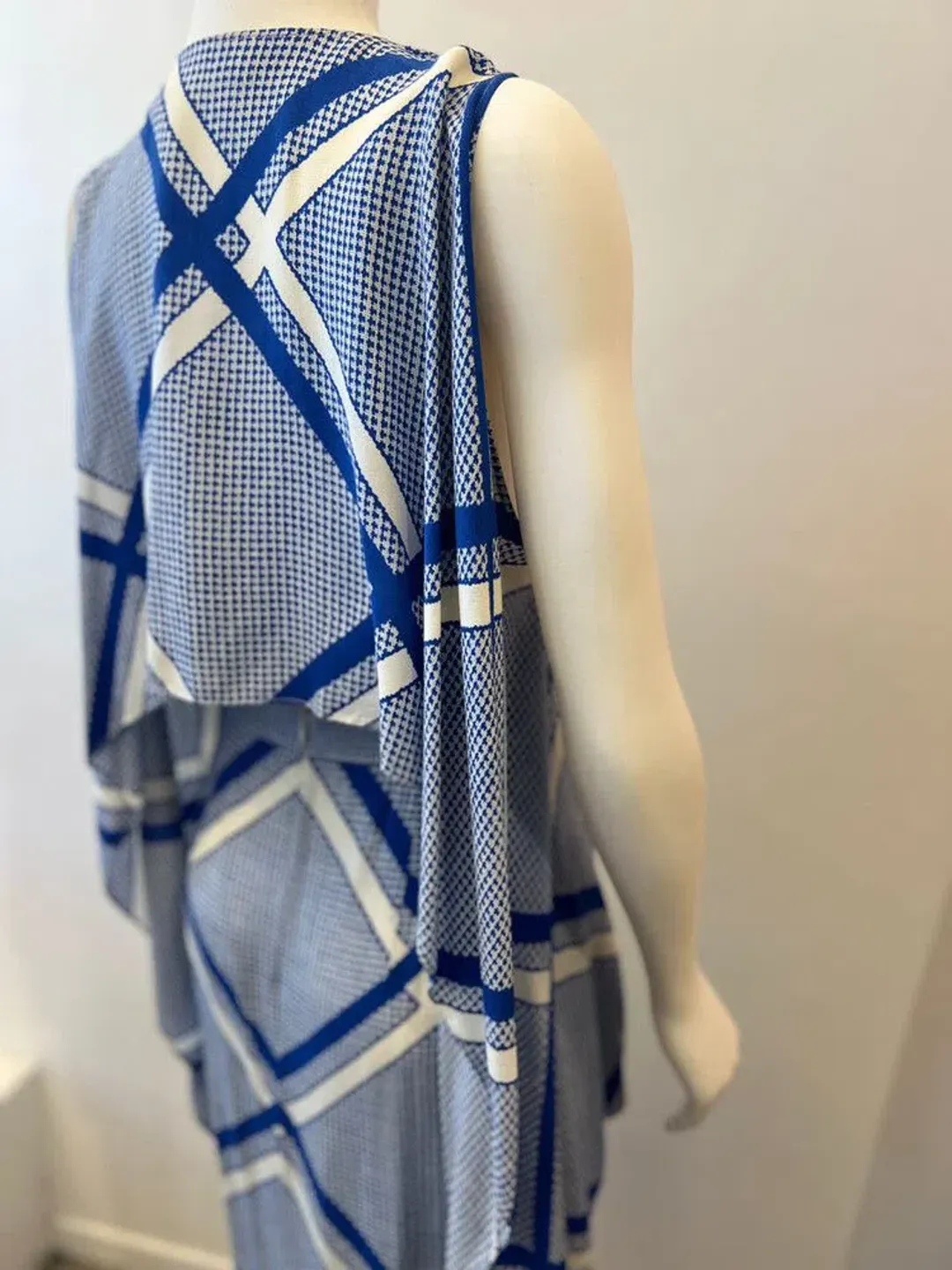 Sass & Bide The Flight Geometric Maxi Dress Blue/White Size AU 12 for rent on The Volte - main image