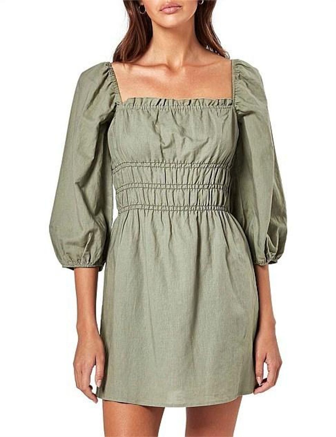 Charlie Holiday Boheme Mini Dress Khaki Size 10 for rent on The Volte - main image
