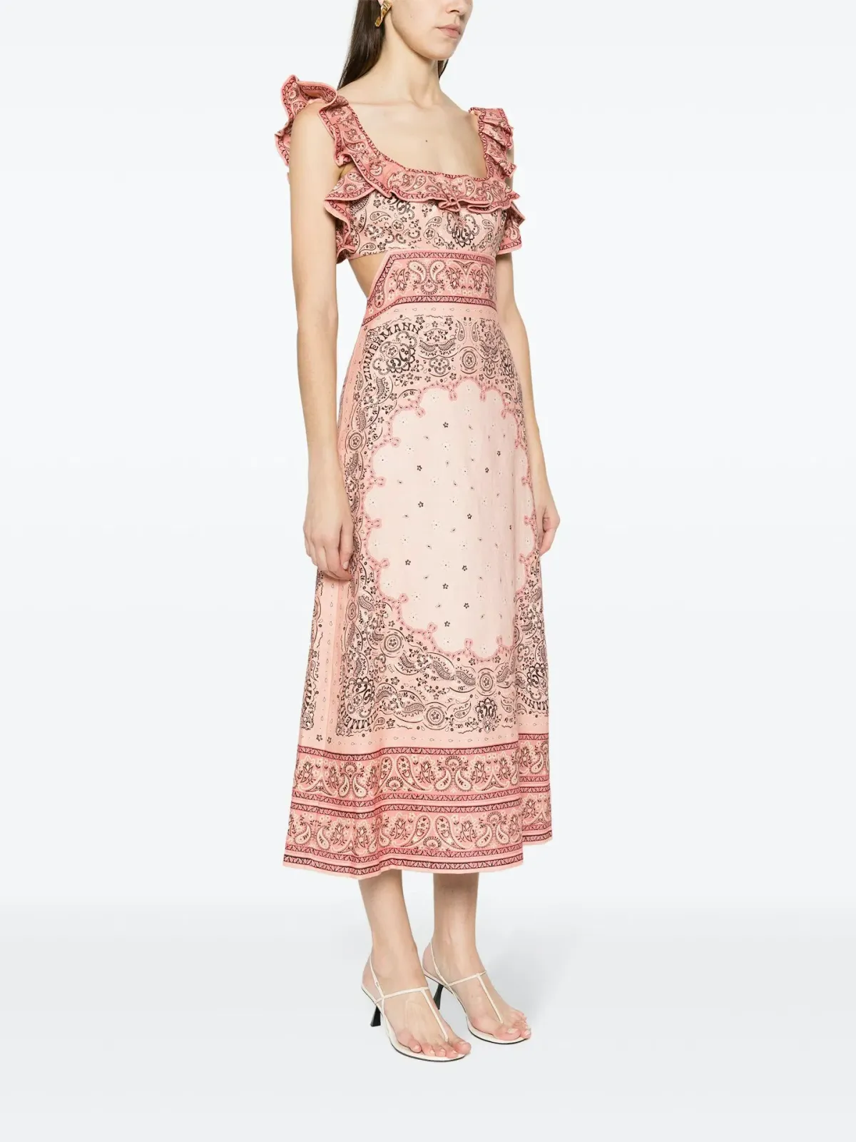 Zimmermann Matchmaker Frilled Midi Dress in Pink Bandana Size 2 / AU 12 - Image 1