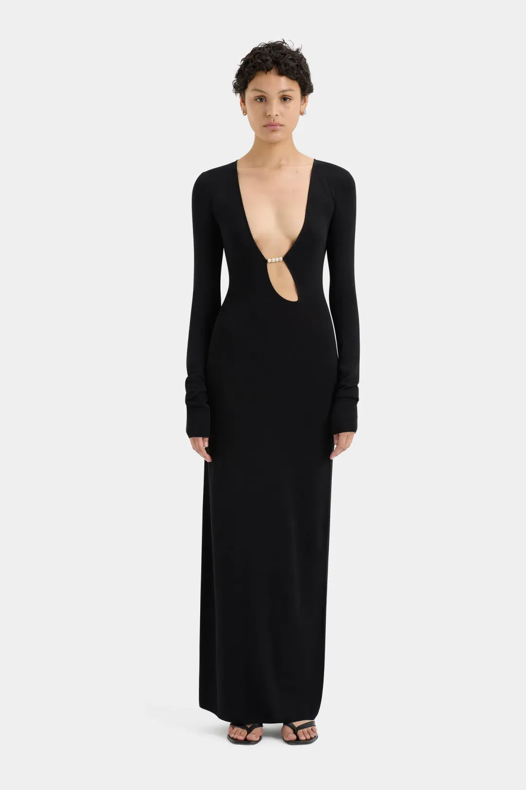 Sir the Label Kinetic Beaded Long Sleeve Maxi Dress Black Size 0 / AU 6 for rent on The Volte - main image
