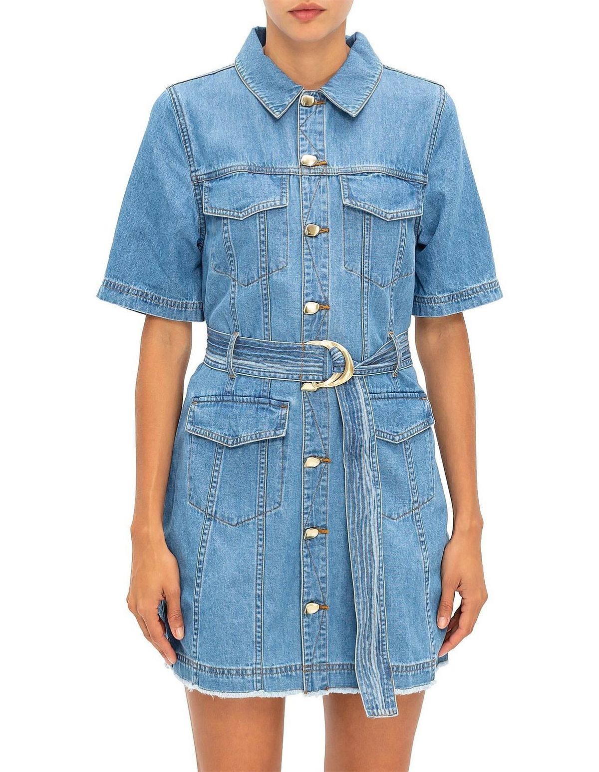 Aje Allegro Denim Dress Blue Size 8 - Image 1