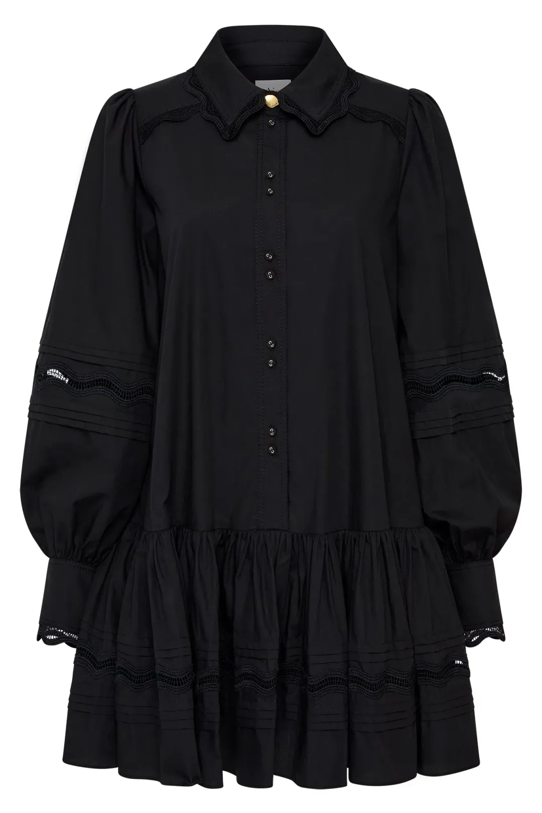 Aje Reva Wave Trim Mini Dress Black Size 8  for rent on The Volte - main image