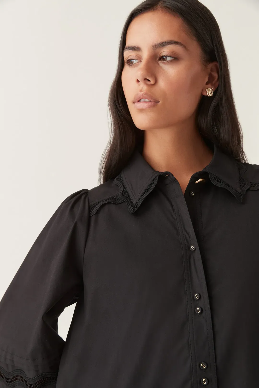 Aje Reva Wave Trim Mini Dress Black Size 8  for rent on The Volte - main image