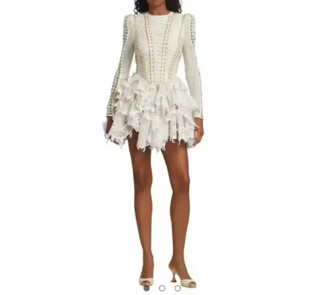 Zimmermann Coaster Corset Laced Dress in Natural Size 0/ Au 8 for rent on The Volte - main image