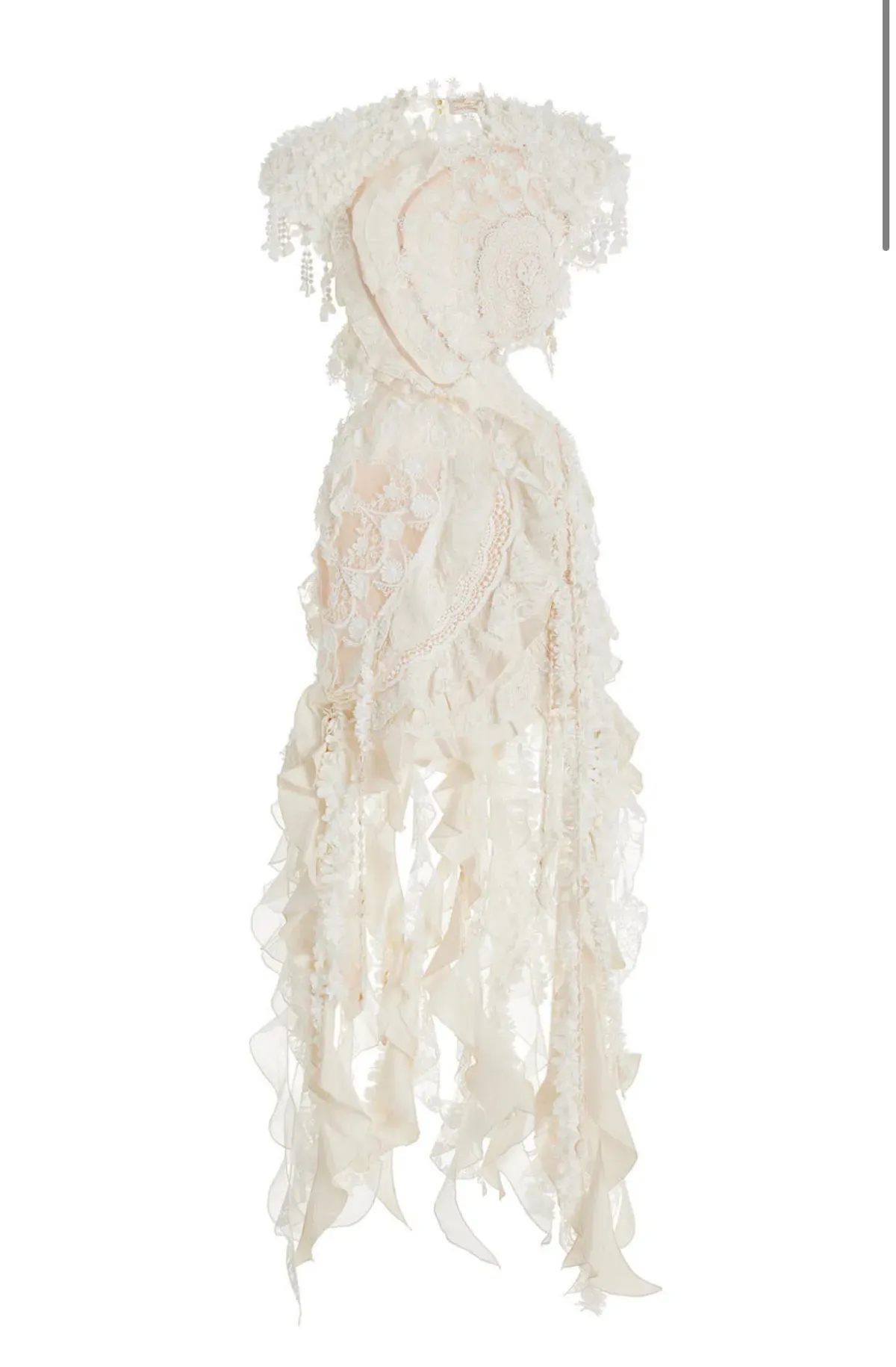  Zimmermann Wonderland Lace Frill Mini Dress Cream Size 0/ AU 8 - Image 5