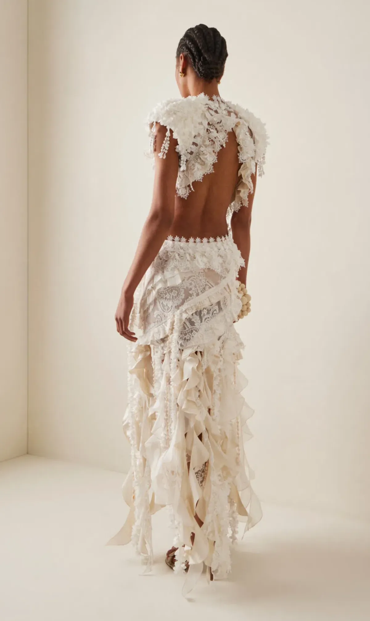  Zimmermann Wonderland Lace Frill Mini Dress Cream Size 0/ AU 8 - Image 4