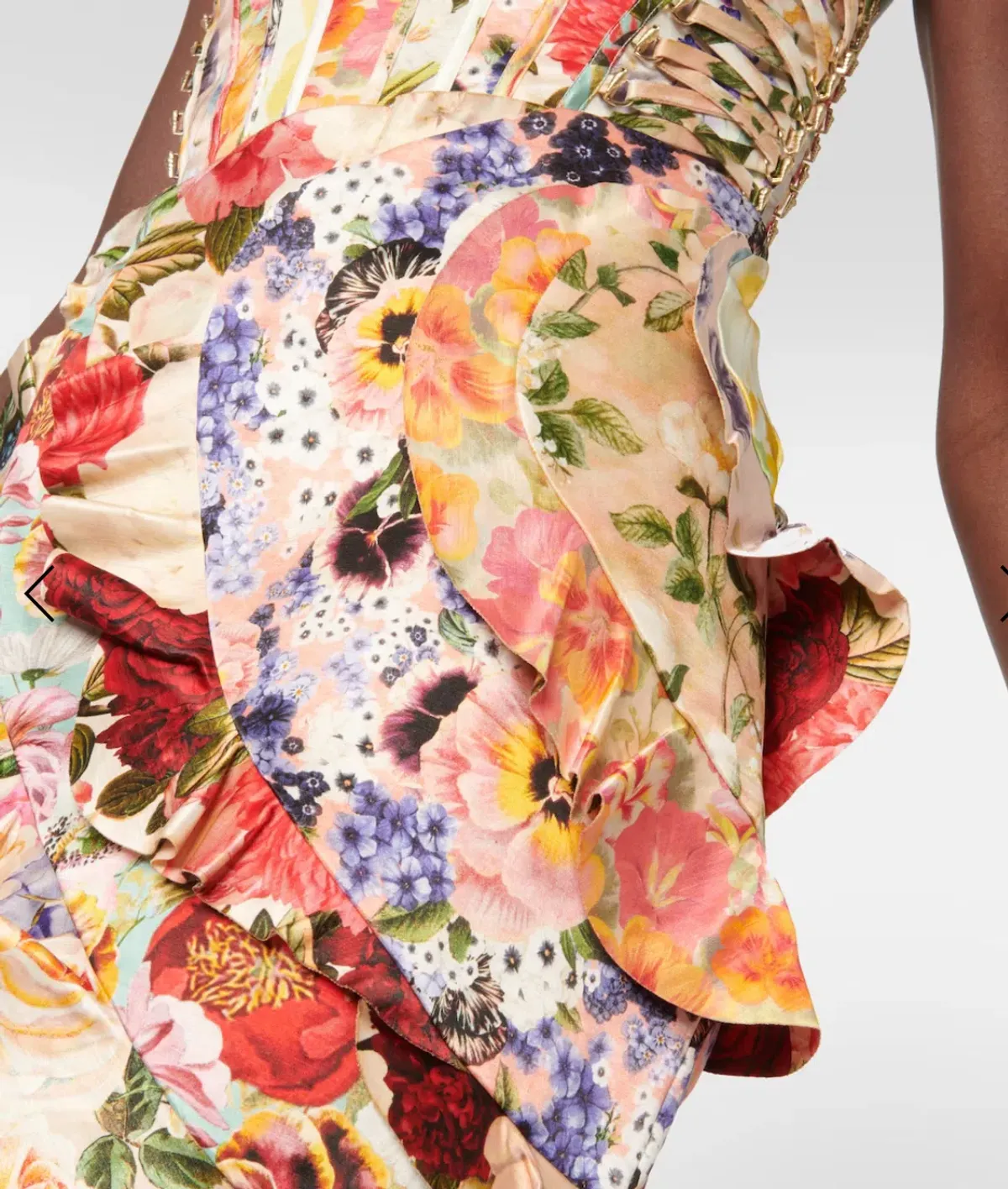 Zimmermann Wonderland Frill Mini Skirt Spliced Multi Floral Size 0/ Au 8 - Image 3