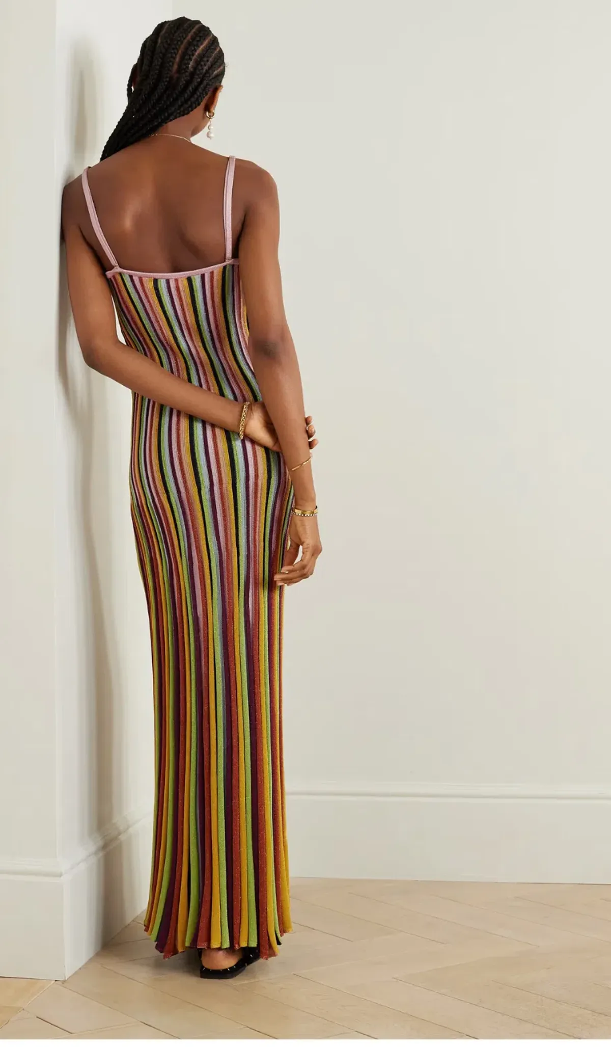 Zimmermann The Alight Stripe Midi Dress in Lurex Multi Size 0/ Au 8 - Image 4