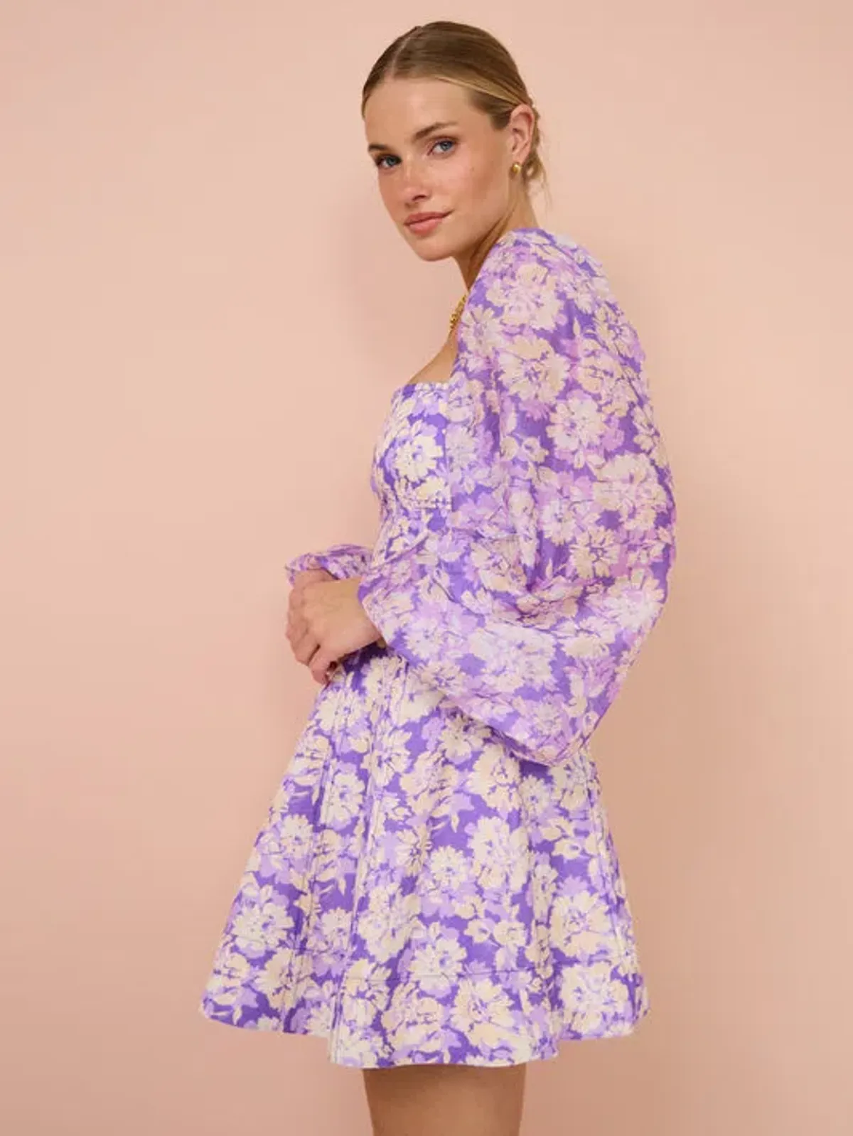 Acler Ardanary Mini Dress In Violet Imprint Size 12 - Image 4