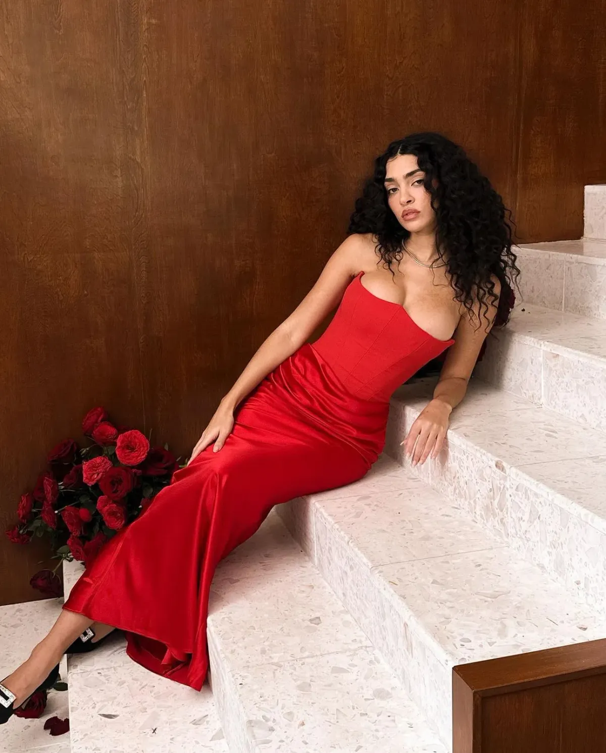 House Of CB Persephone Strapless Corset Maxi Dress Scarlet Red Size S / AU 8 - Image 7