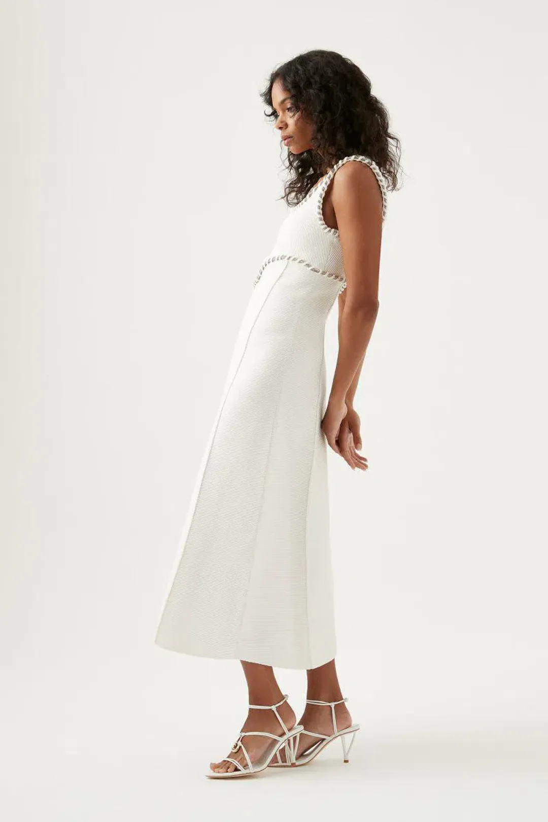 Aje Carve Abstract Knit Midi Dress Ivory Size M / AU 10 for rent on The Volte - main image