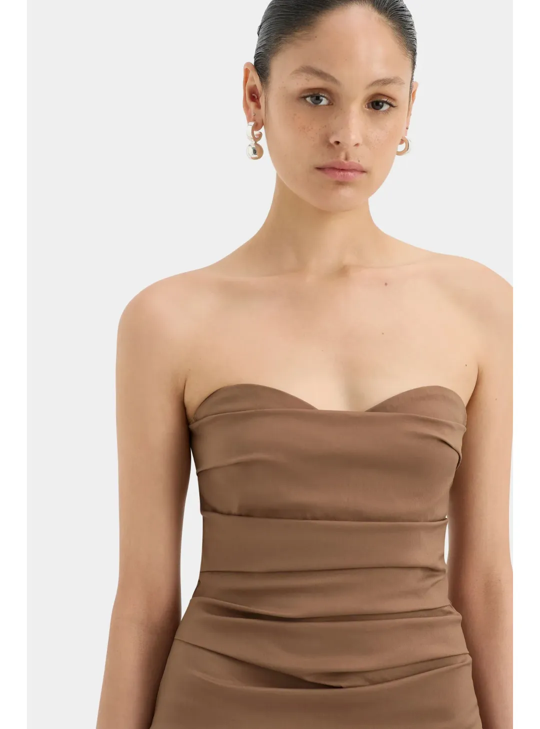 Sir the label Alba Strapless Gown in Mocha Size AU 6 for rent on The Volte - main image