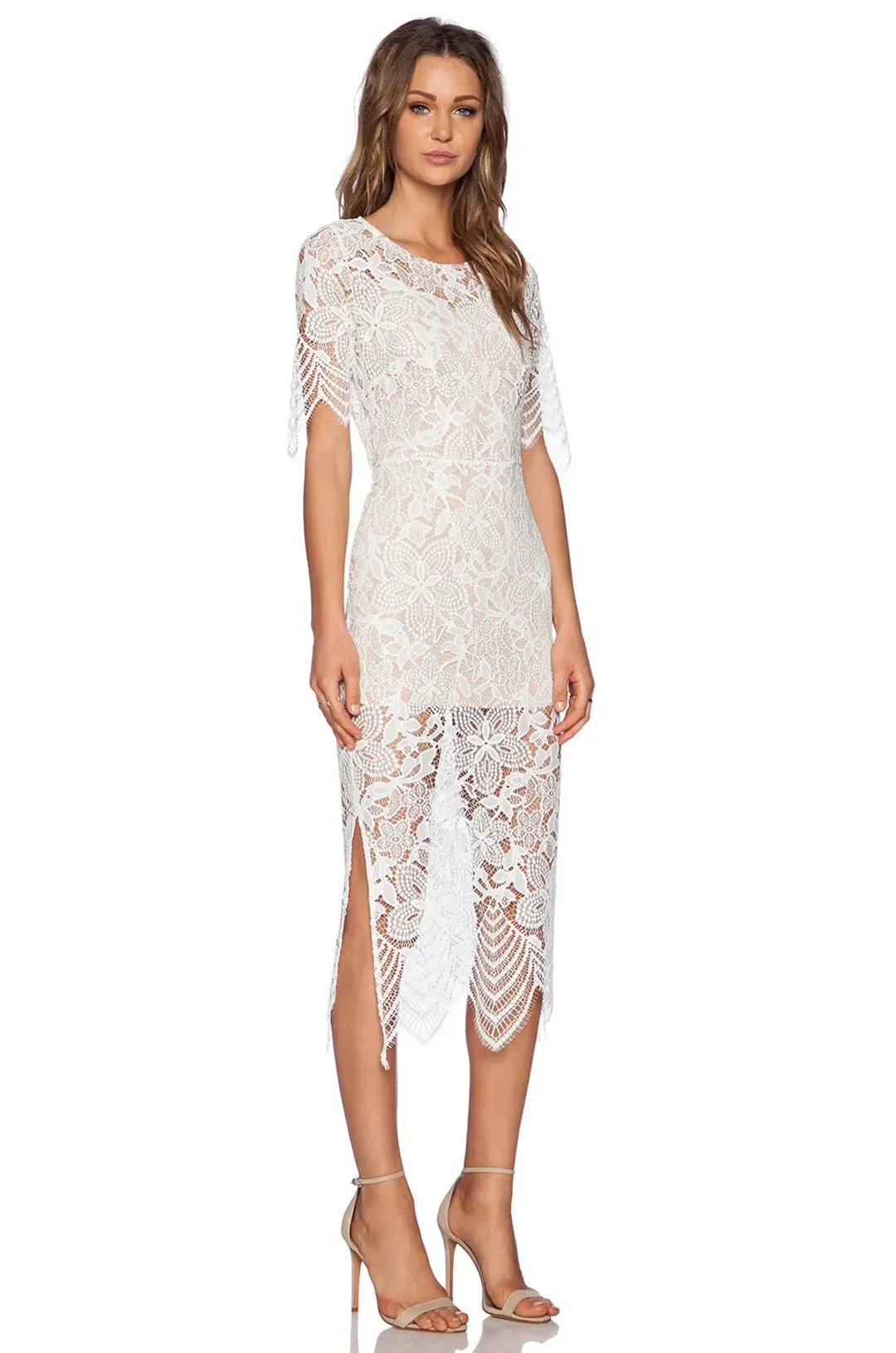 For Love and Lemons Luna Midi Dress White Size 10 for rent on The Volte - main image