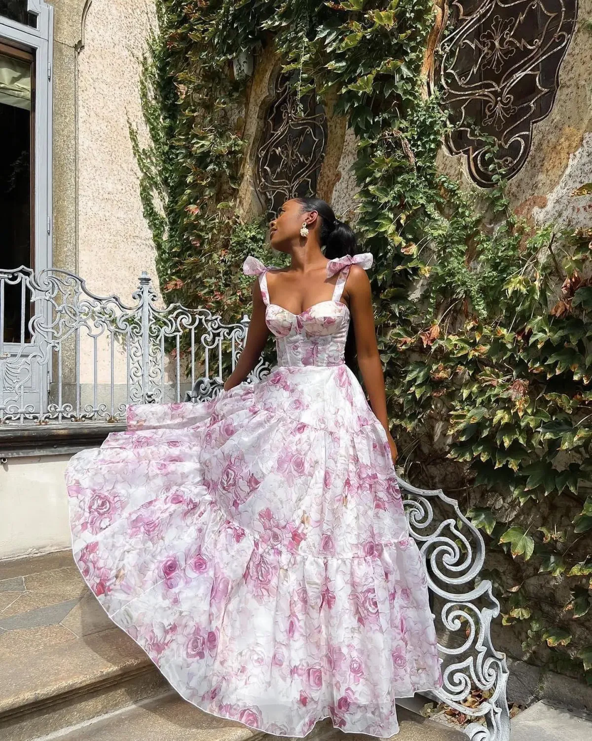 Milla Pink Peony Tenter Floral Maxi Tie-up Dress Floral Size AU 6 - Image 3