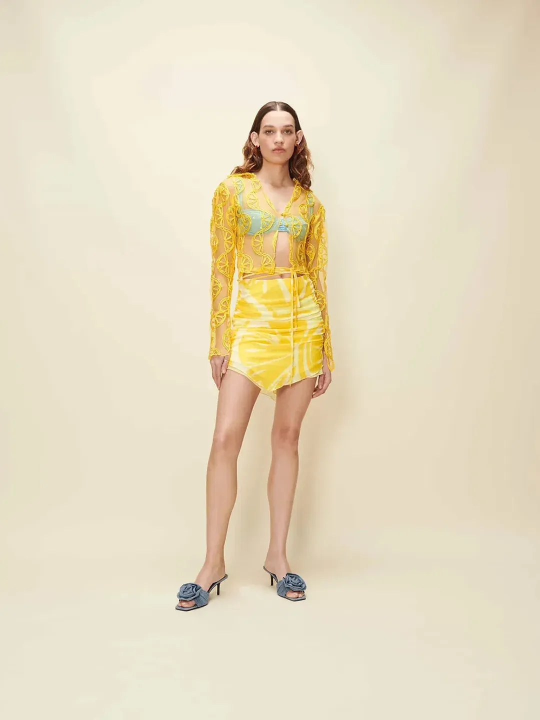 House of SunnyCasa Limon Applique Shirt in Limoncello Size AU 12 for rent on The Volte - main image
