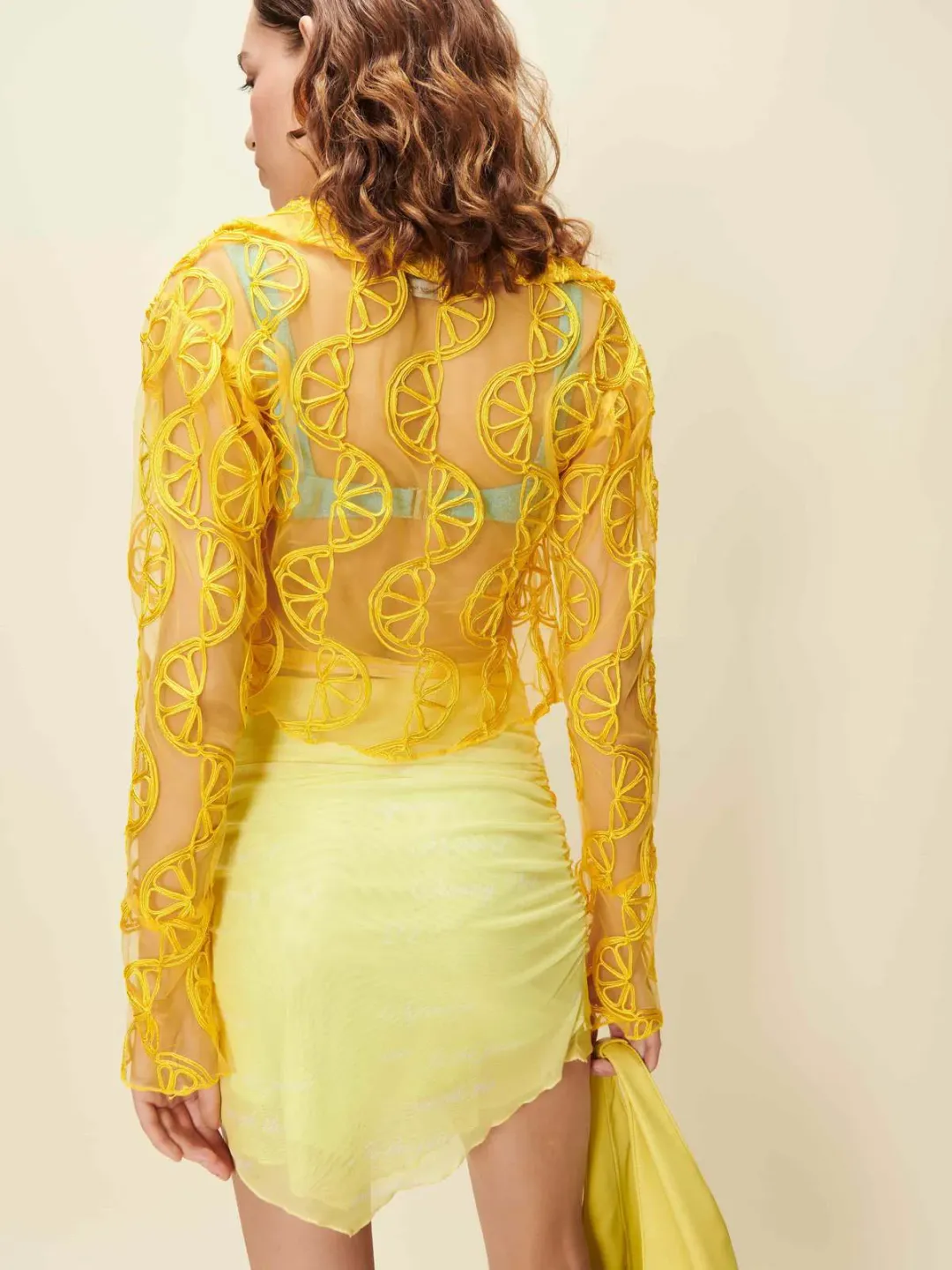 House of SunnyCasa Limon Applique Shirt in Limoncello Size AU 12 for rent on The Volte - main image