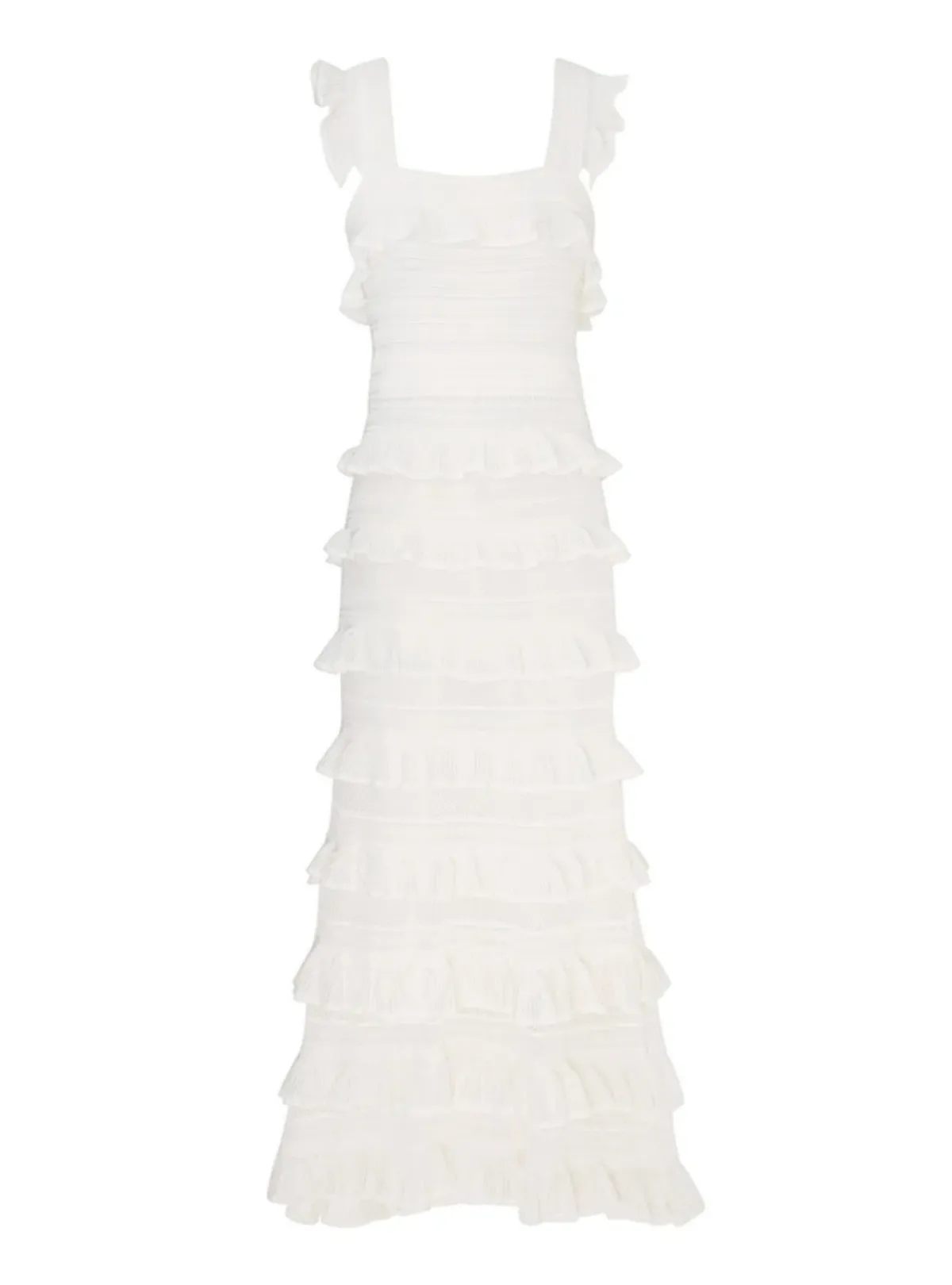 White Zimmermann Natura Ruffle Dress in Parchment Size 0 / AU 8 - Image 4