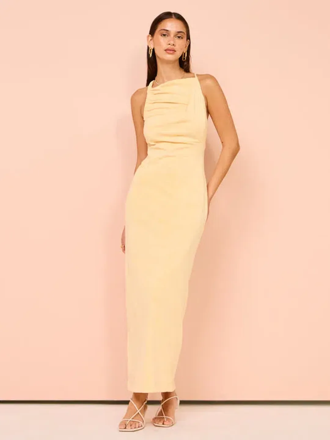 One Fell Swoop Elara Midi Dress Desert Sand Size 6 for rent on The Volte - main image