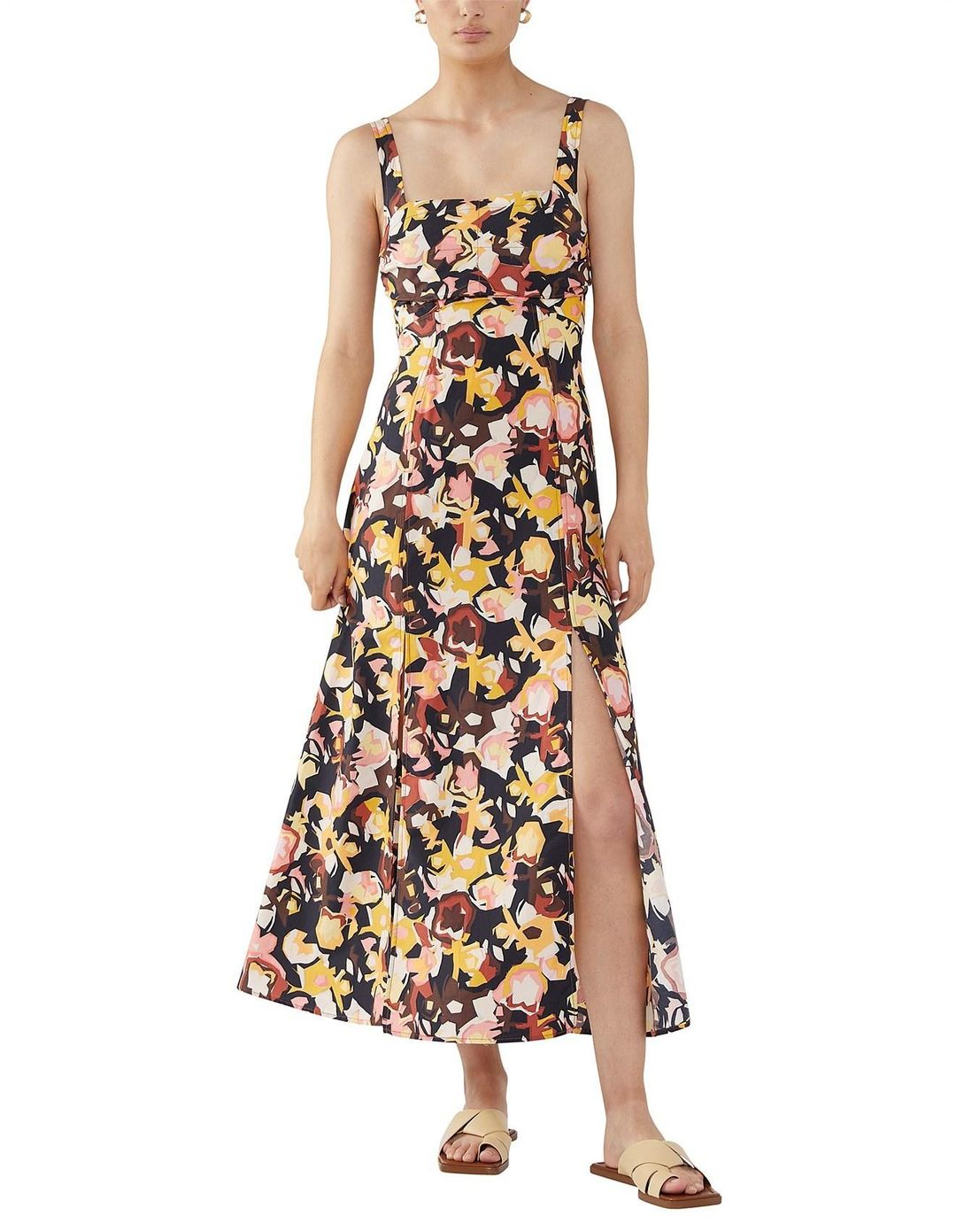 Camilla & Marc Delfino Split Skirt Dress Print Size 10 for rent on The Volte - main image