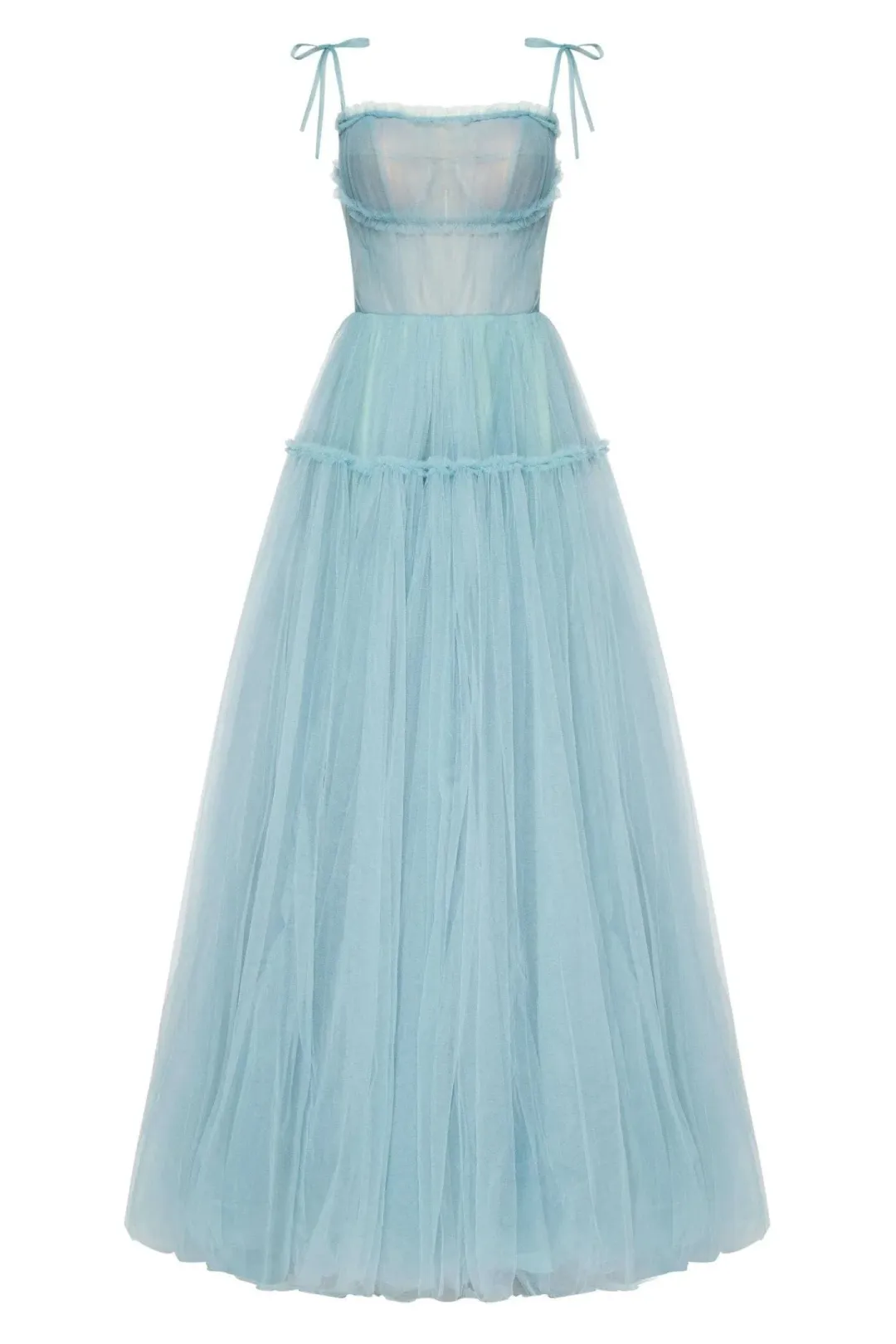 Milla Ocean Wave Tie-straps Tulle Prom Dress Blue Size M / AU 10 for rent on The Volte - main image