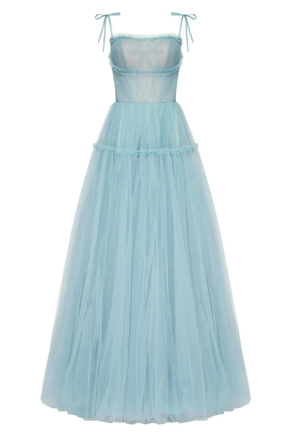 Milla Ocean Wave Tie-straps Tulle Prom Dress Blue Size M / AU 10 - Image 4