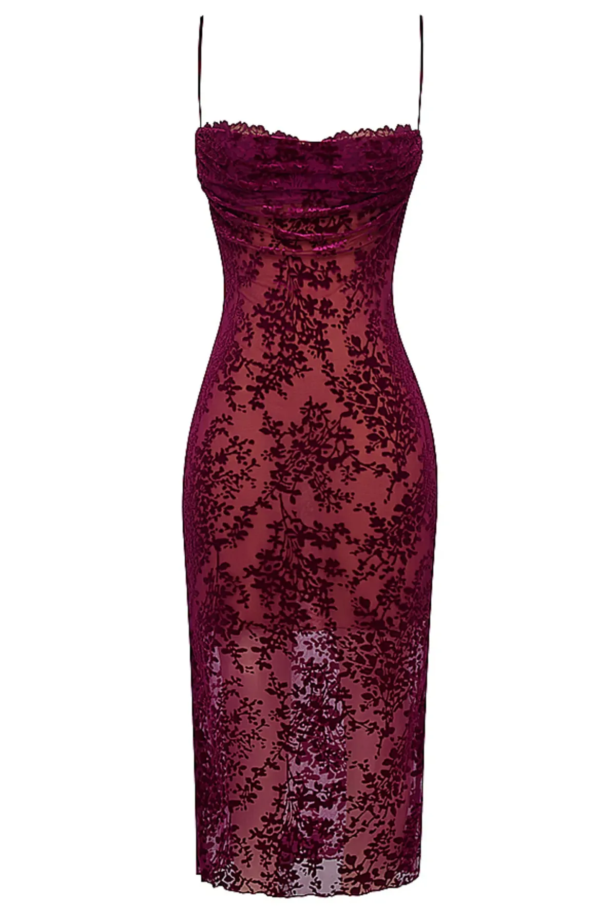 House of CB Ione Devore Midi Dress in Cranberry Size XS / AU 6 - Image 5