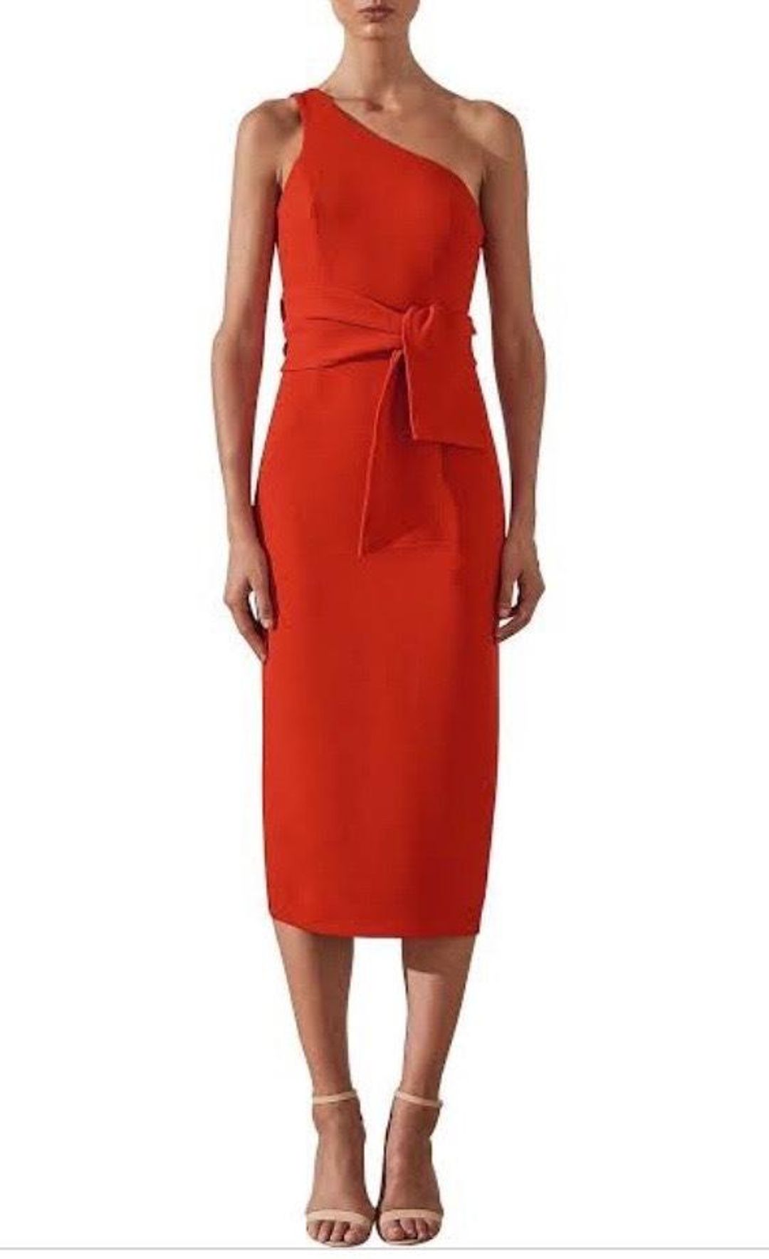 Shona Joy Bryant One Shoulder Midi with Belt Red 8 for rent on The Volte - main image