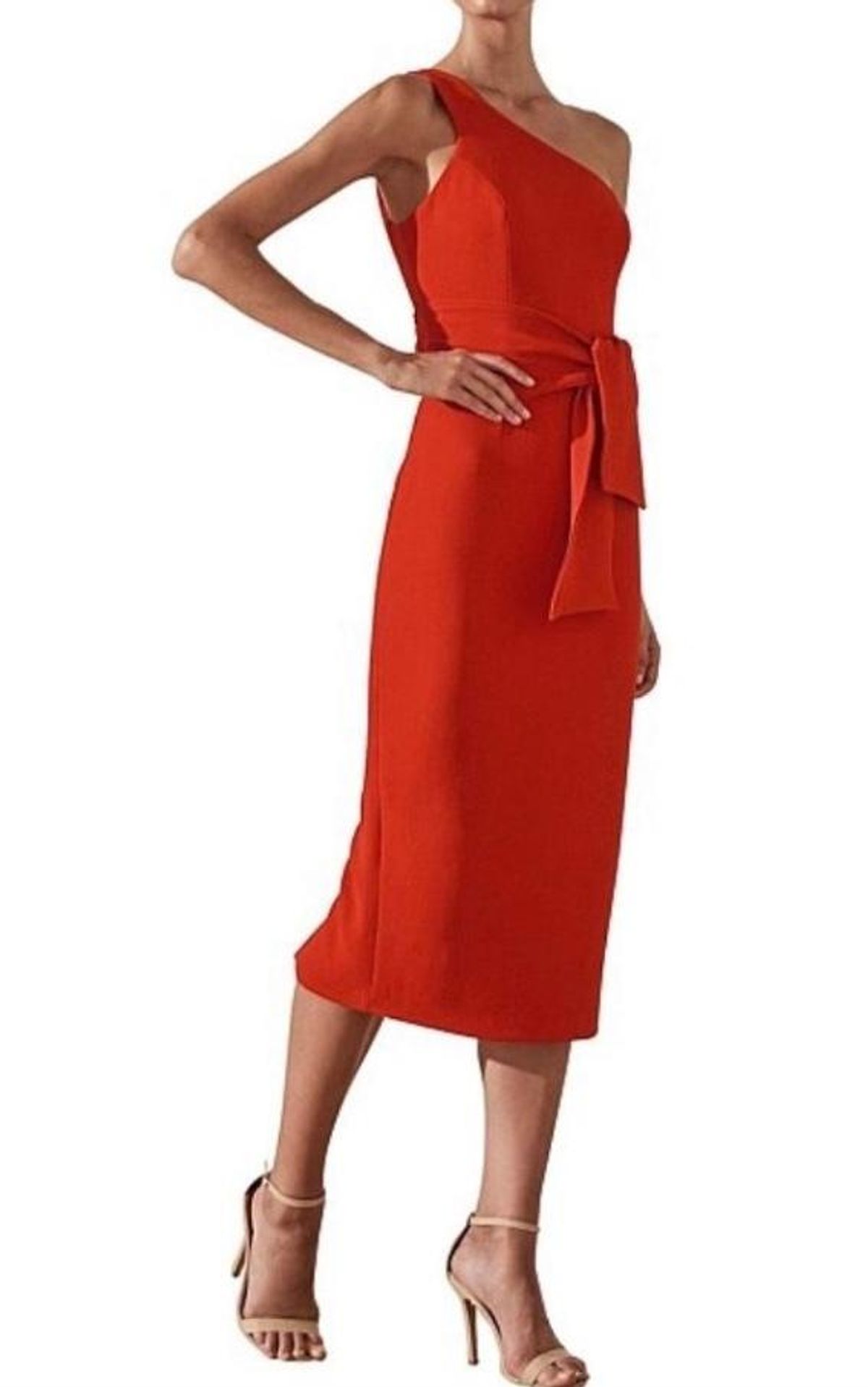 Shona Joy Bryant One Shoulder Midi with Belt Red 8 - Image 2