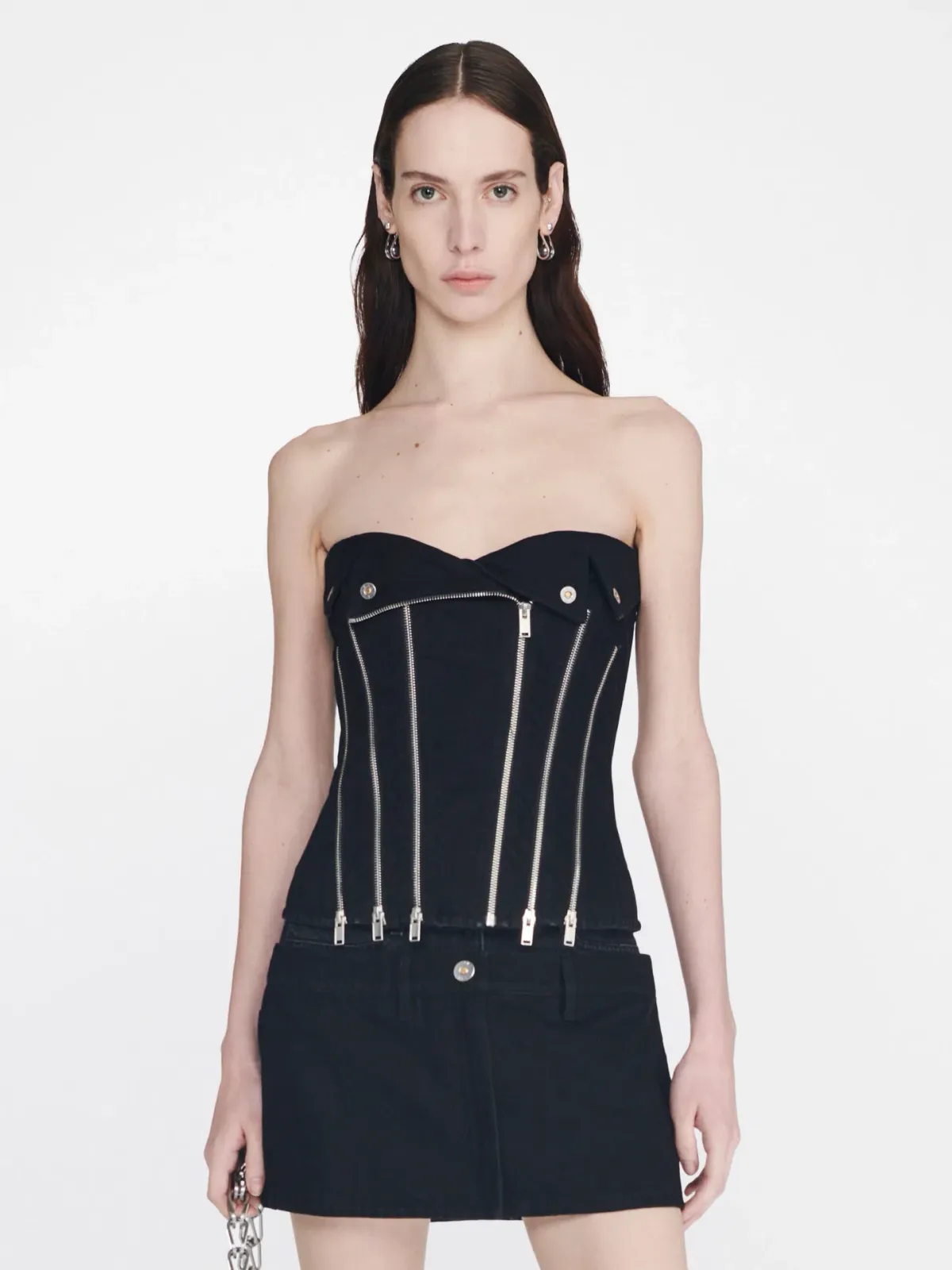 Dion Lee Darted Denim Biker Corset Black Size 8 - Image 1
