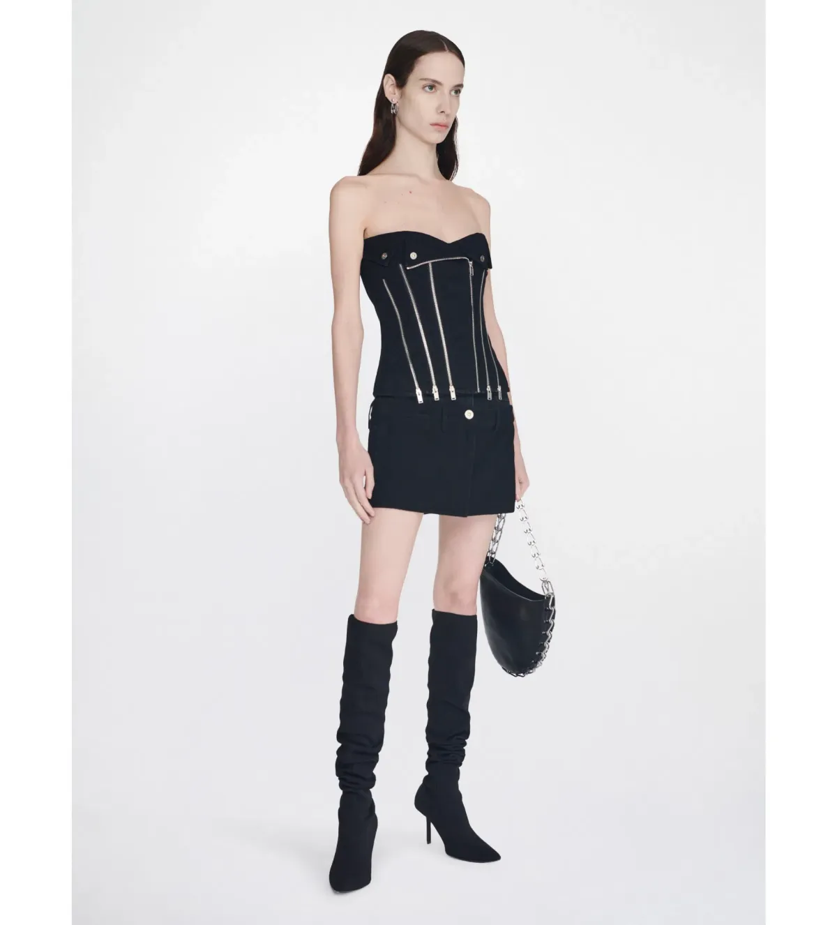 Dion Lee Darted Denim Biker Corset Black Size 8 - Image 2