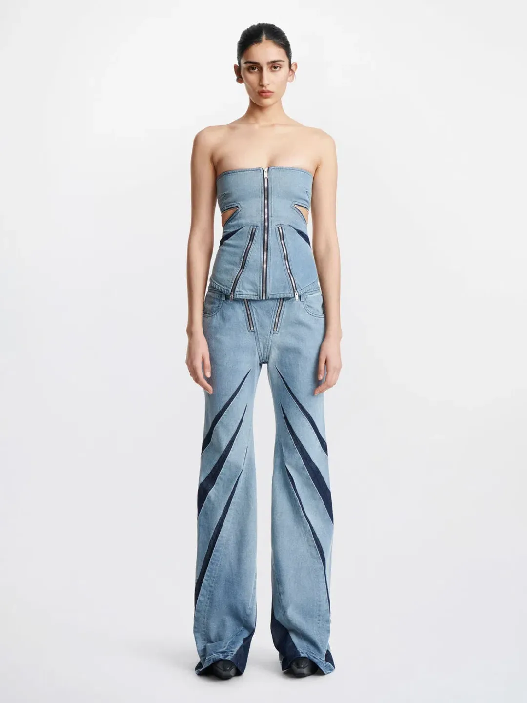 Dion Lee Darted Denim Set Blue Size 8 for rent on The Volte - main image