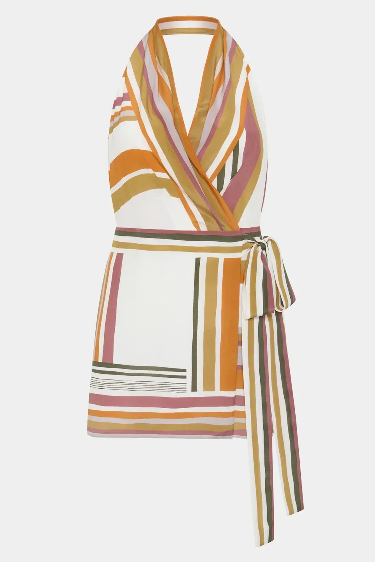 Sir the Label Caprera Wrap Halter Mini Dress Milazzo Stripe Print Size 1 / AU 6-8 - Image 9