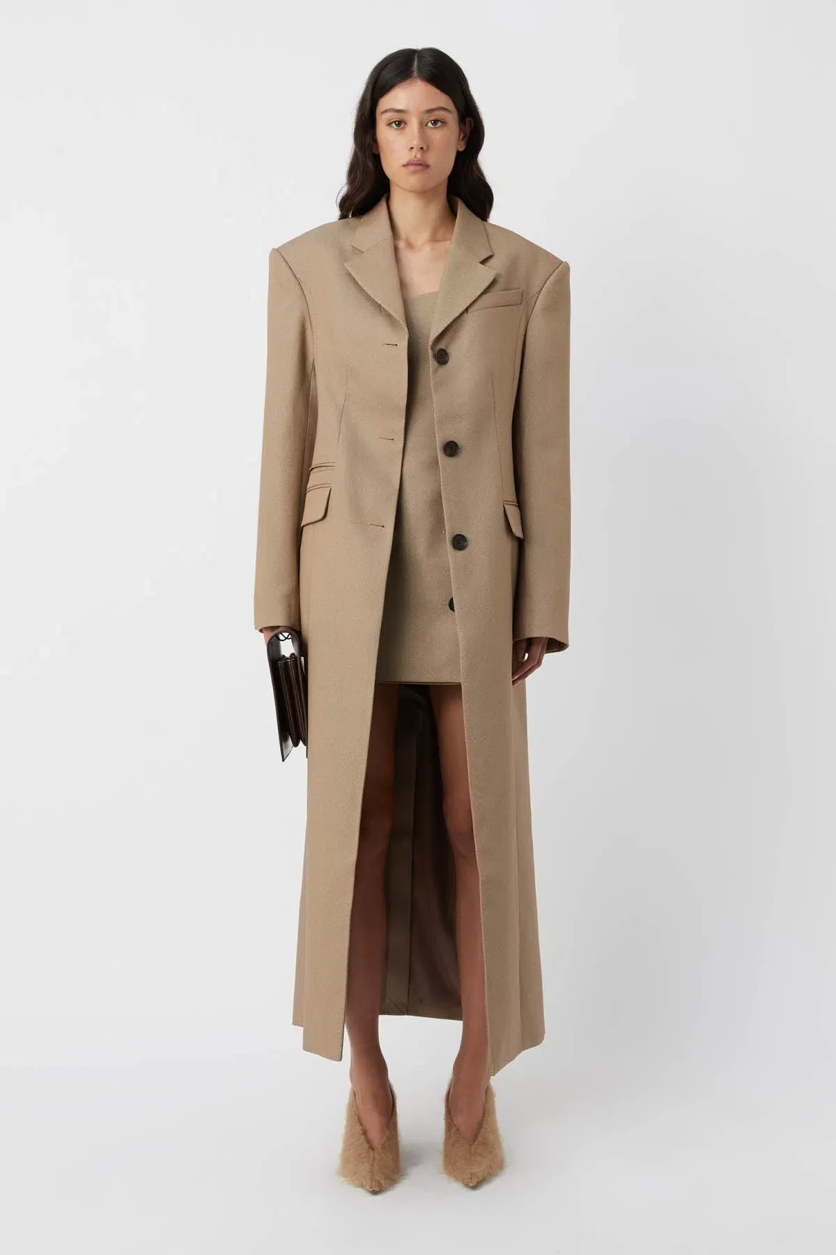 Camilla and Marc Asteria Mini Dress & Coat Set in Tan Brown Size 8 - Image 1