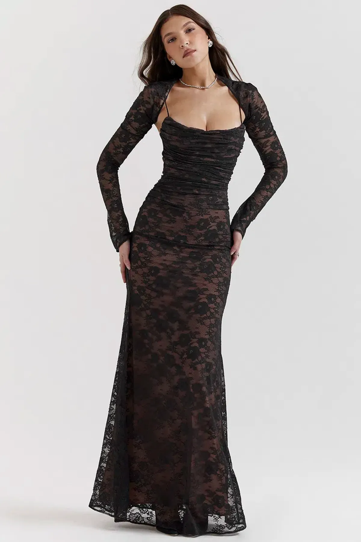 House Of Cb Artemis Lace Maxi Dress Black Size 12 - Image 2