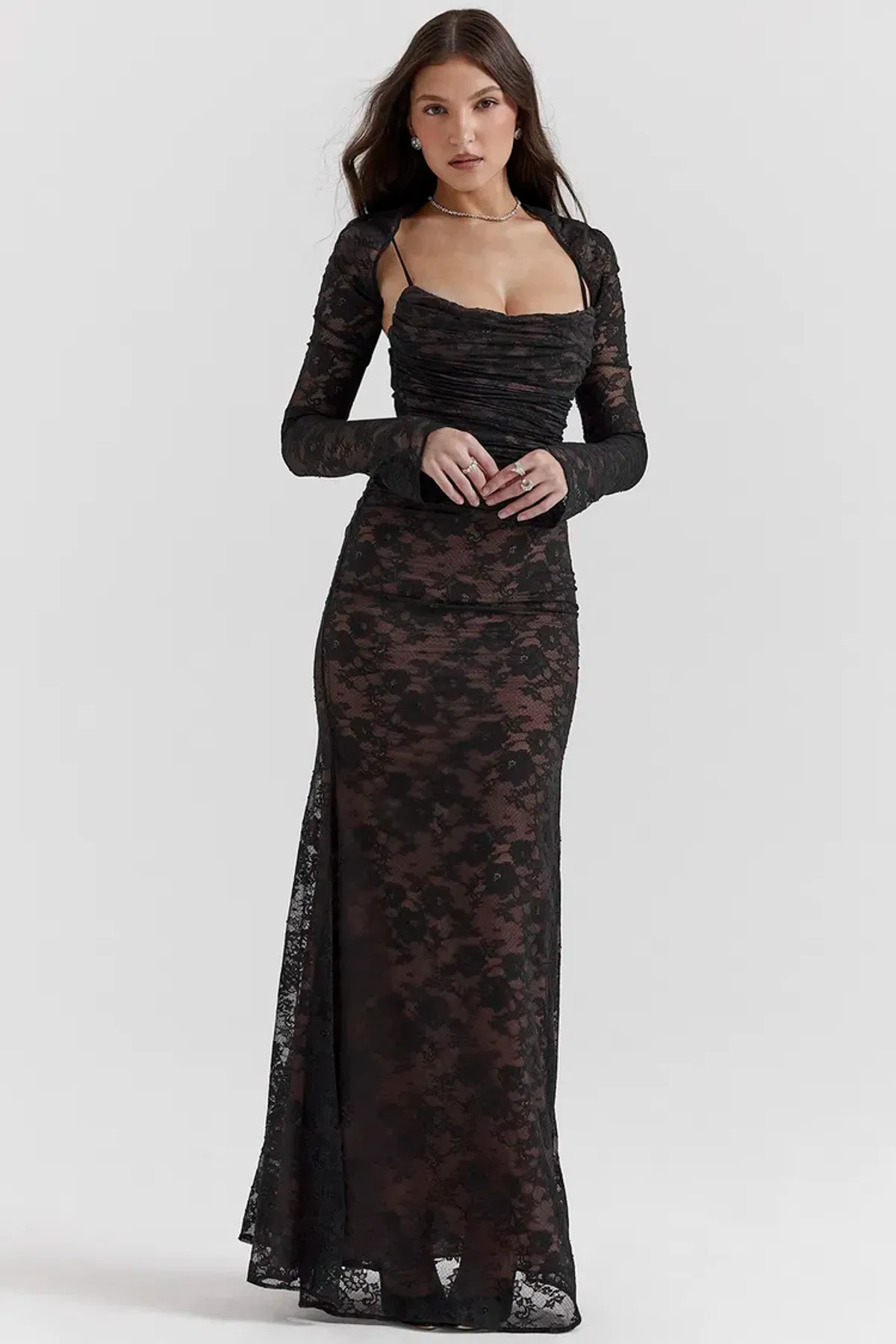 House Of Cb Artemis Lace Maxi Dress Black Size 12 - Image 6