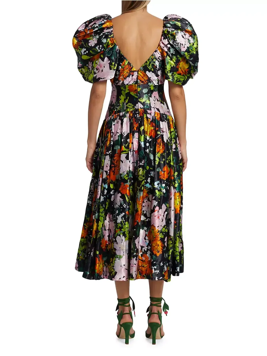 Aje Gabrielle Plunge Midi Dress Midnight Floral Size 8 for rent on The Volte - main image