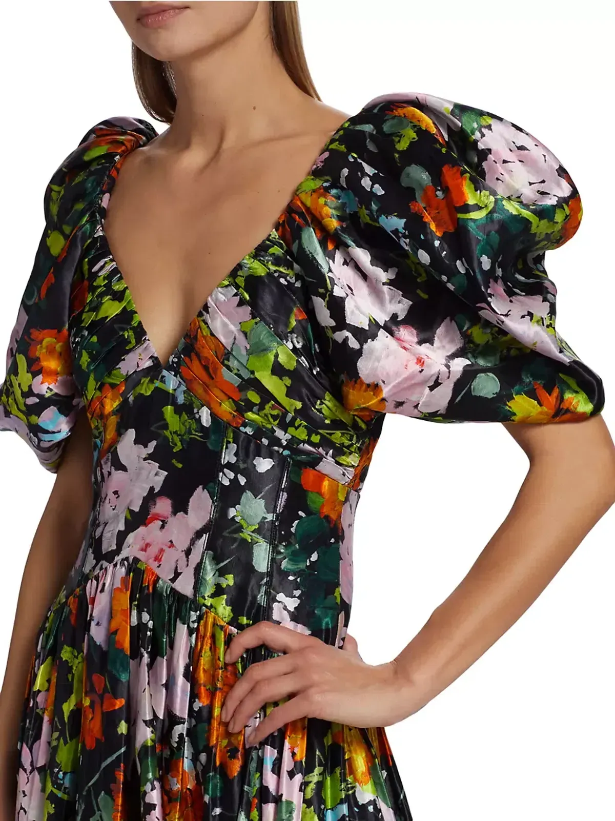 Aje Gabrielle Plunge Midi Dress Midnight Floral Size 8 - Image 2