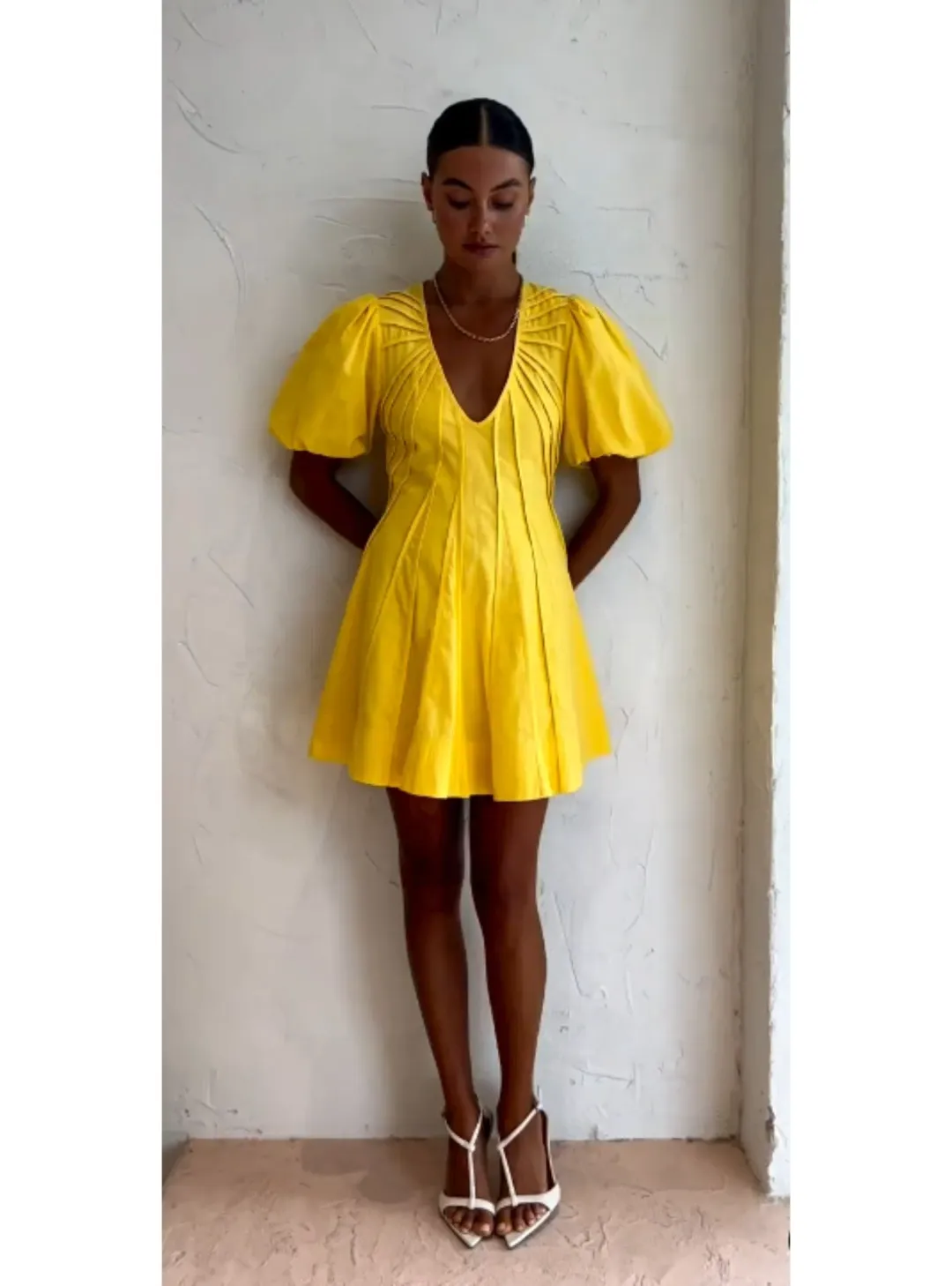 By Nicola Pineapple Mini Dress in Yellow Size AU 8 for rent on The Volte - main image