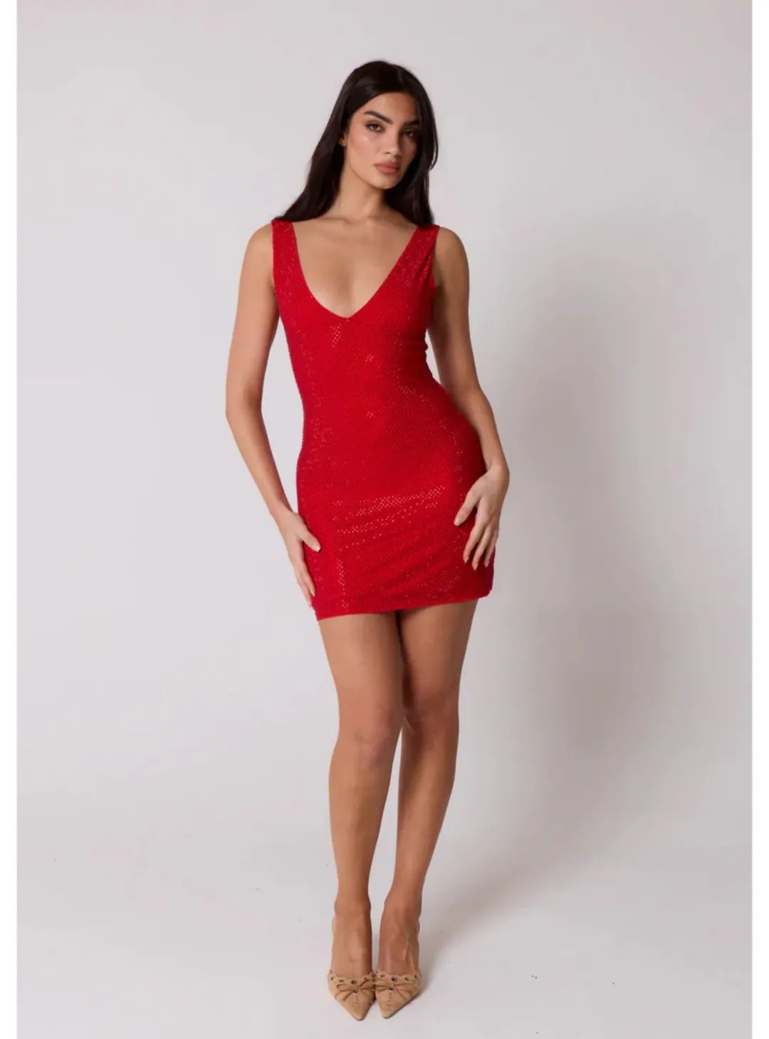 SLA the label Gigi Diamanté Dress Red Size AU 8 for rent on The Volte - main image
