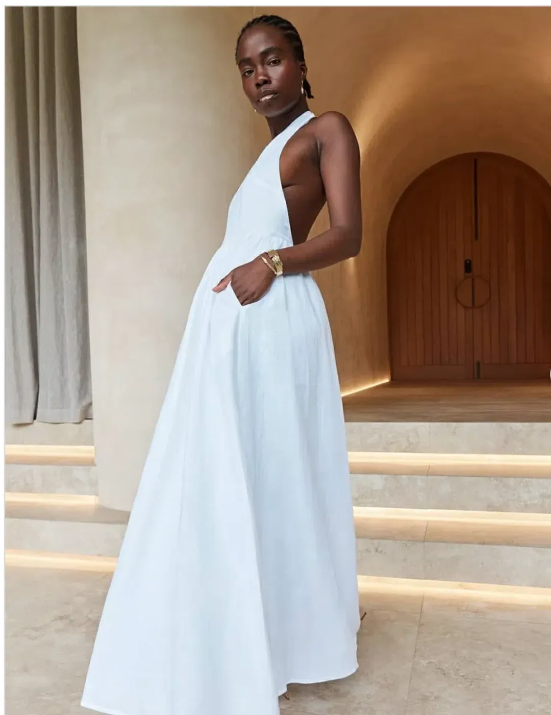 Dissh Cooper Linen Midi Dress White Size 10 for rent on The Volte - main image