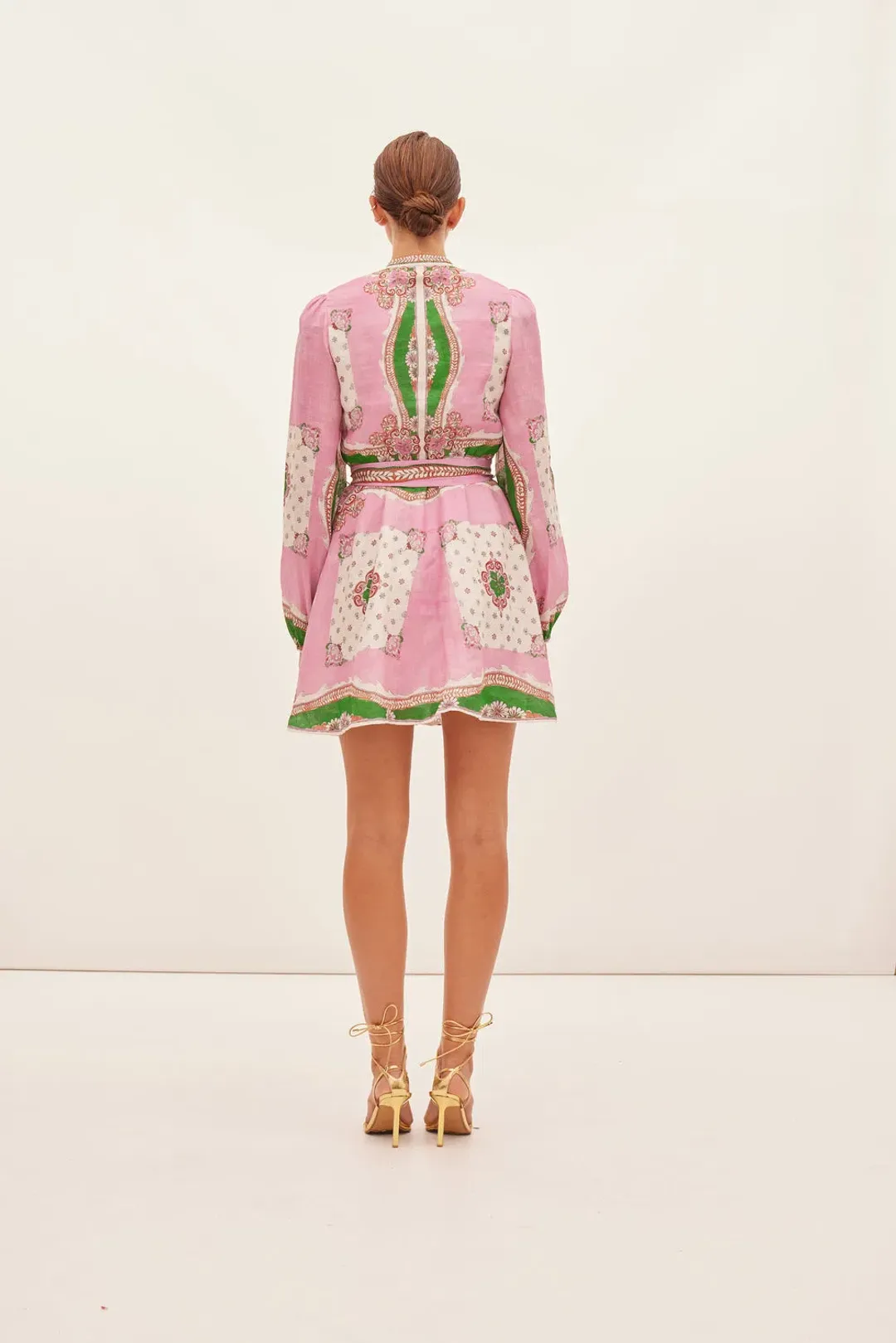 Kate Ford Mantilla Button Mini Dress Zinnia Size 4 (AU 14) for rent on The Volte - main image