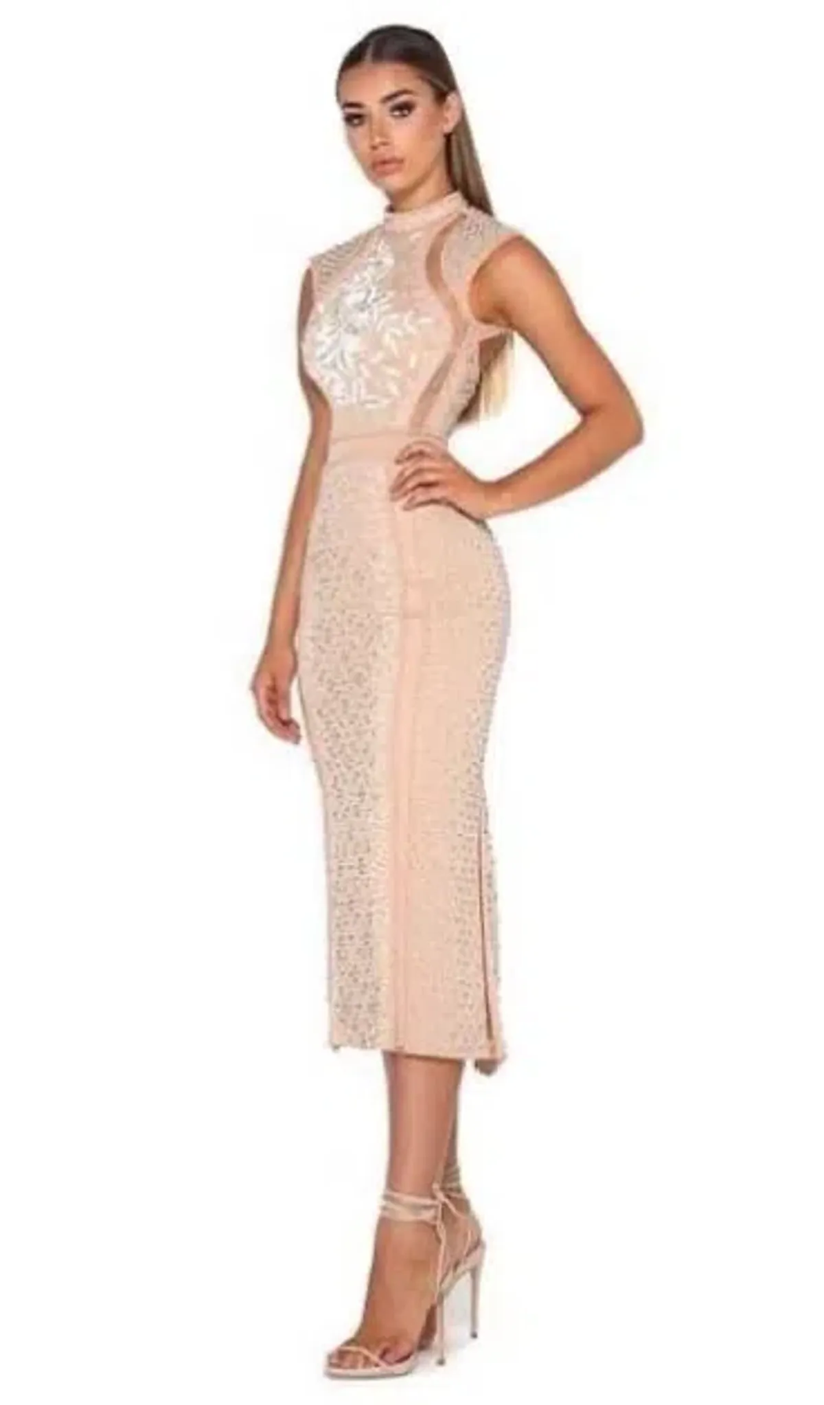 Portia And Scarlett Balmain Beaded Gown Blush Size 6 - Image 3